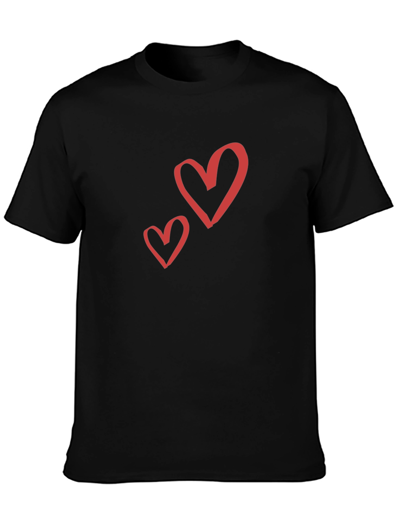 Heart Graphic Black Crew Neck T-Shirt