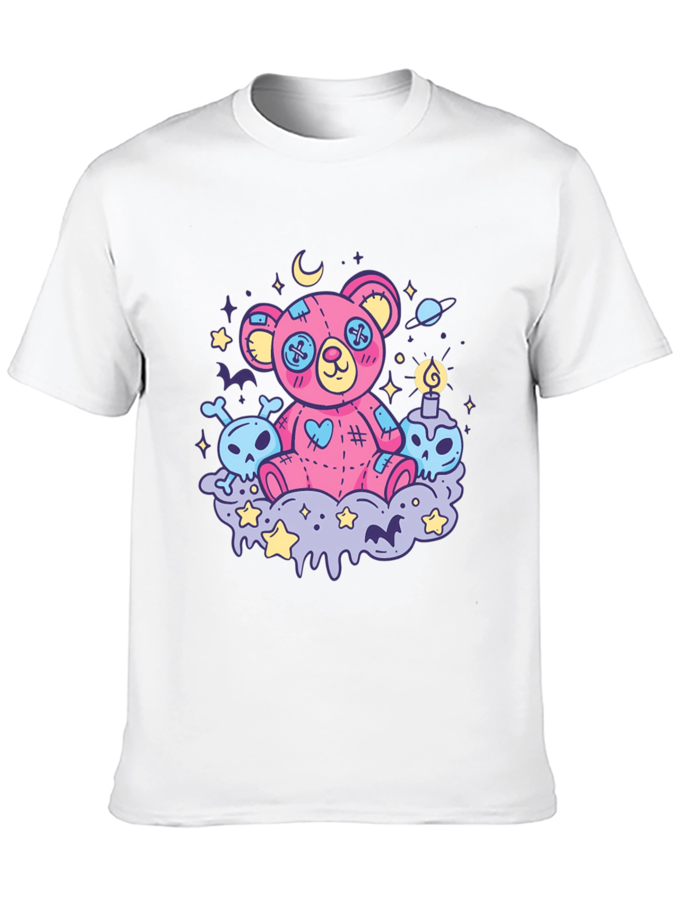 Creepy Cute Teddy Bear Graphic Black T-Shirt