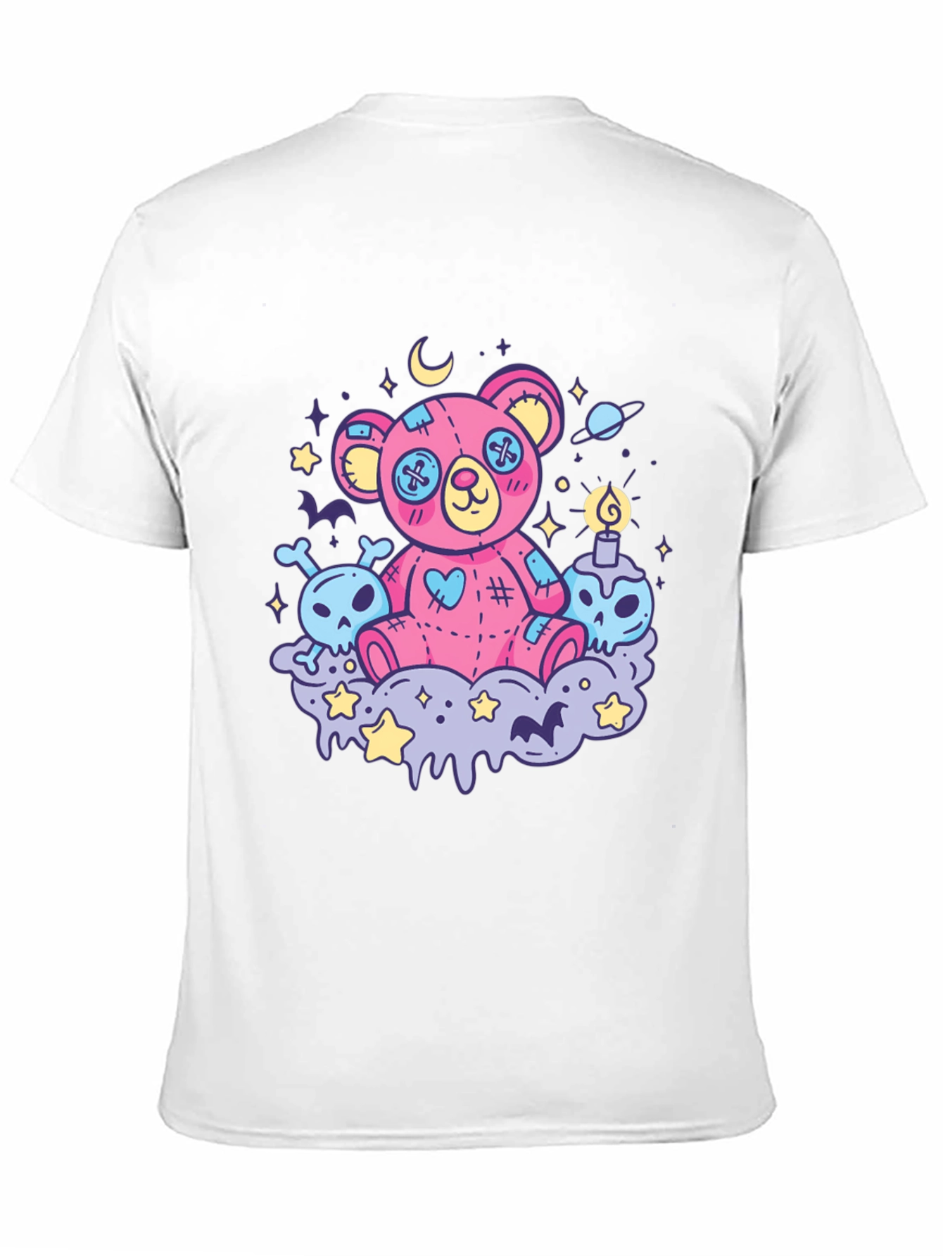 Creepy Cute Teddy Bear Graphic Black T-Shirt