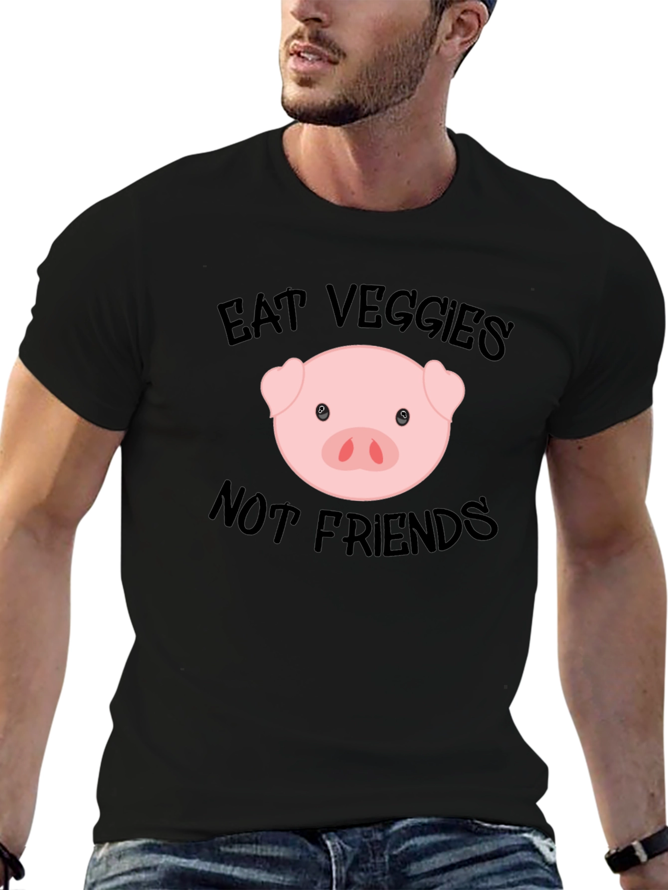 Eat Veggies Not Friends T-Shirt - Vegan Pig Tee