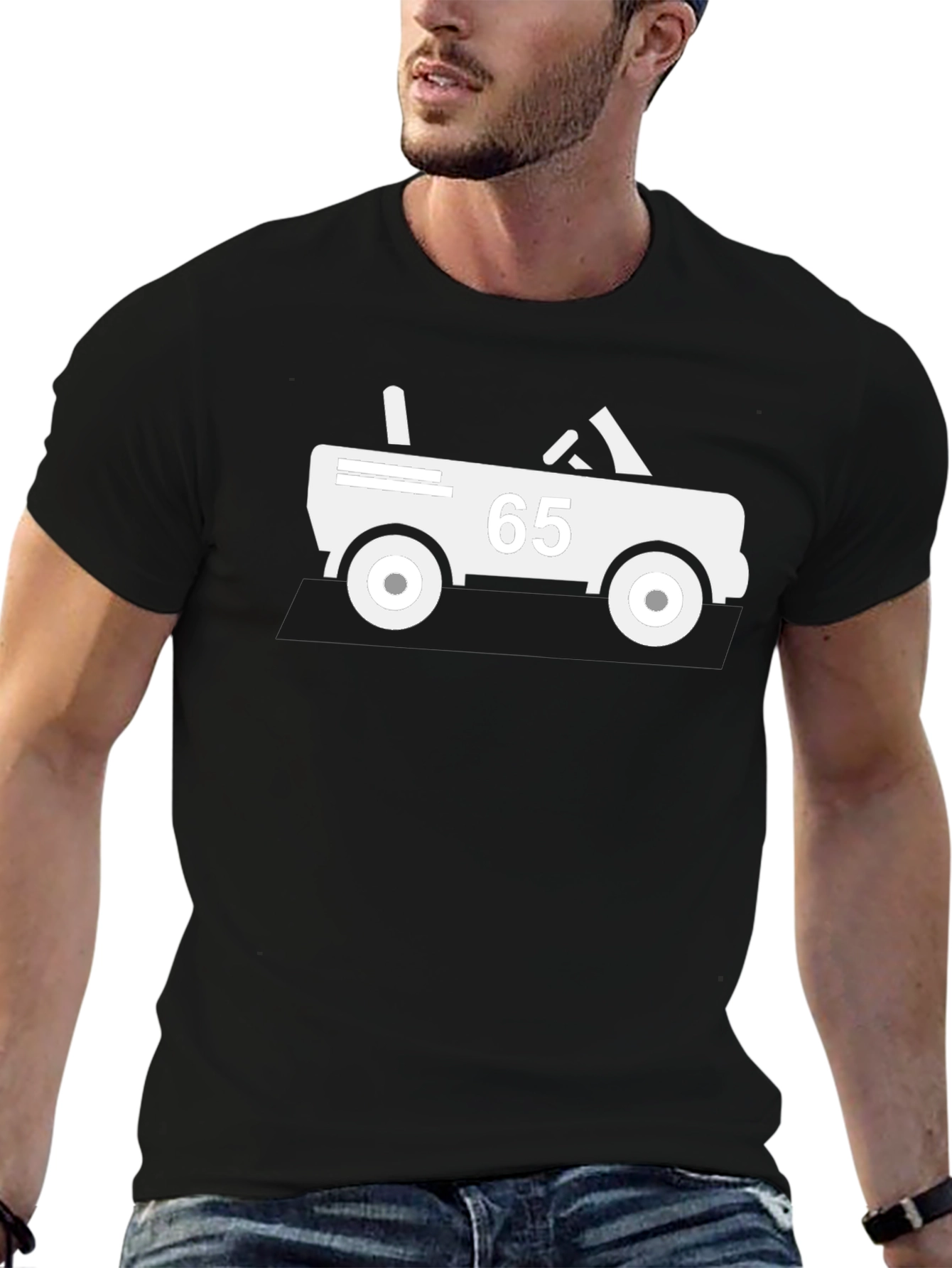 Black T-Shirt with Retro Car Graphic