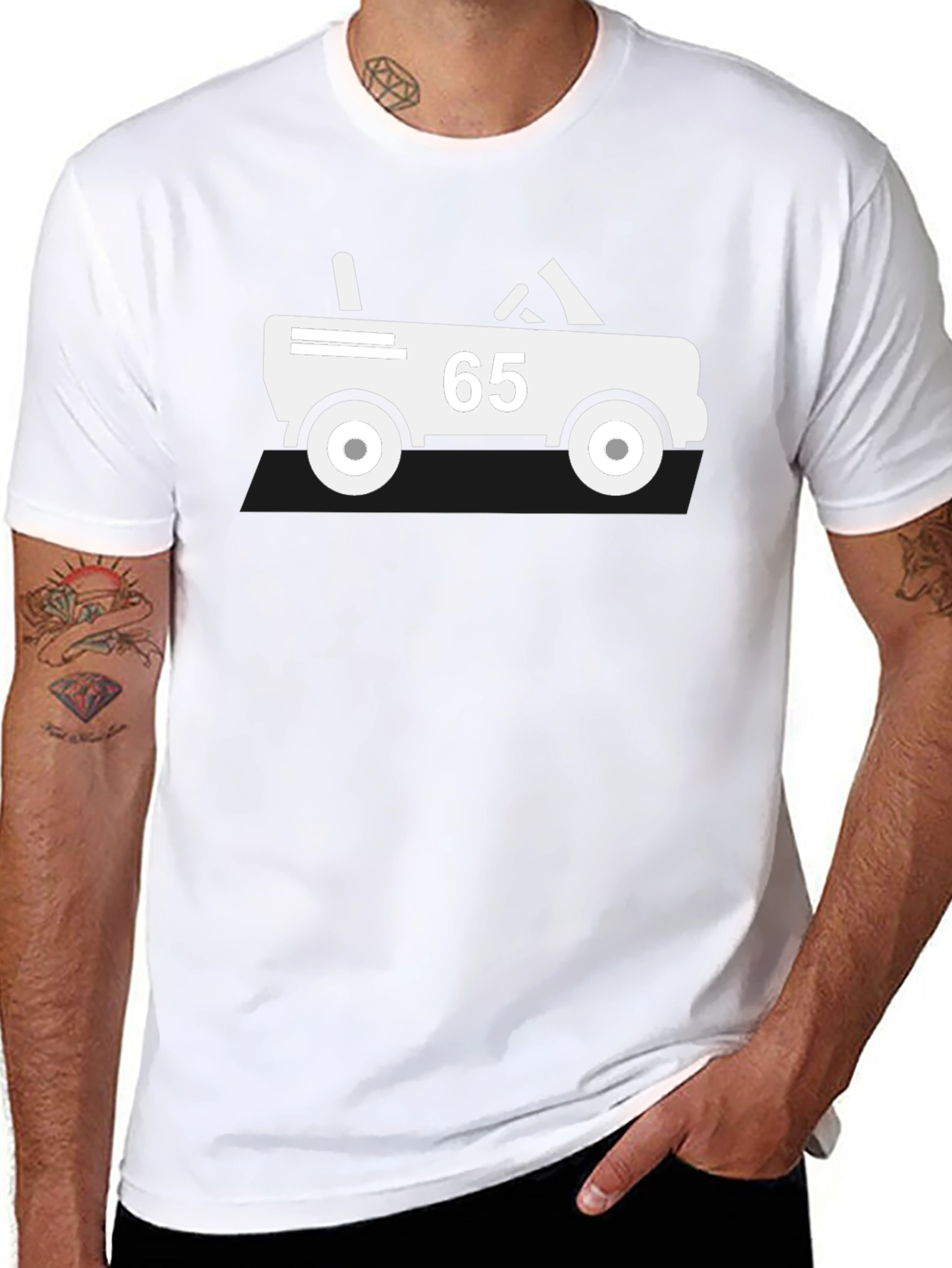 Black T-Shirt with Retro Car Graphic