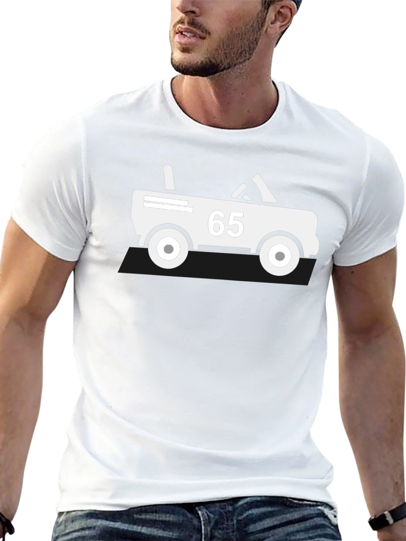 Black T-Shirt with Retro Car Graphic