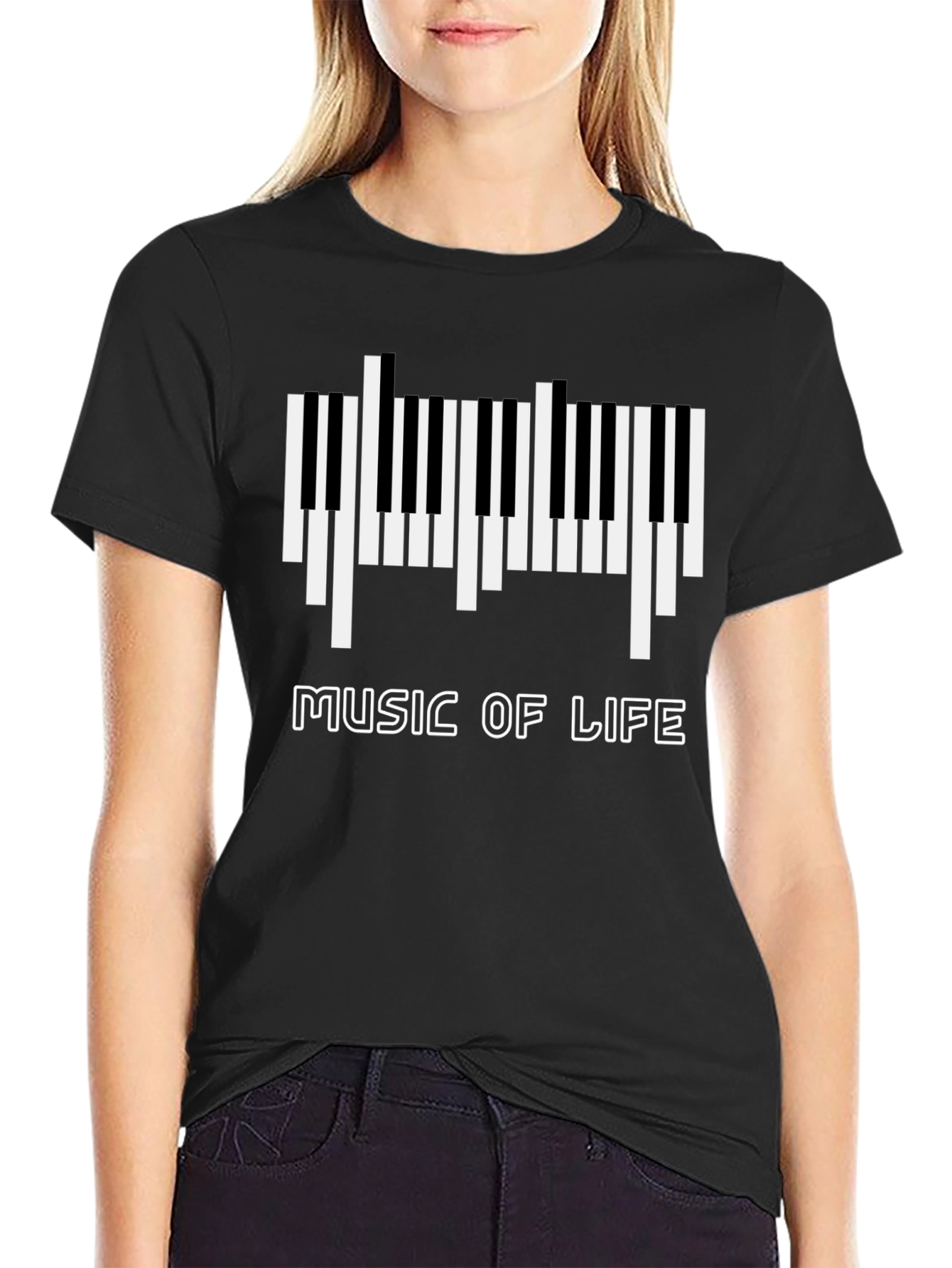 Music of Life Graphic Tee - Black Cotton T-Shirt
