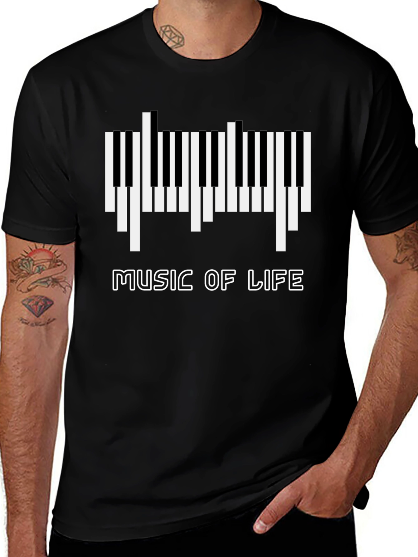 Music of Life Graphic Tee - Black Cotton T-Shirt