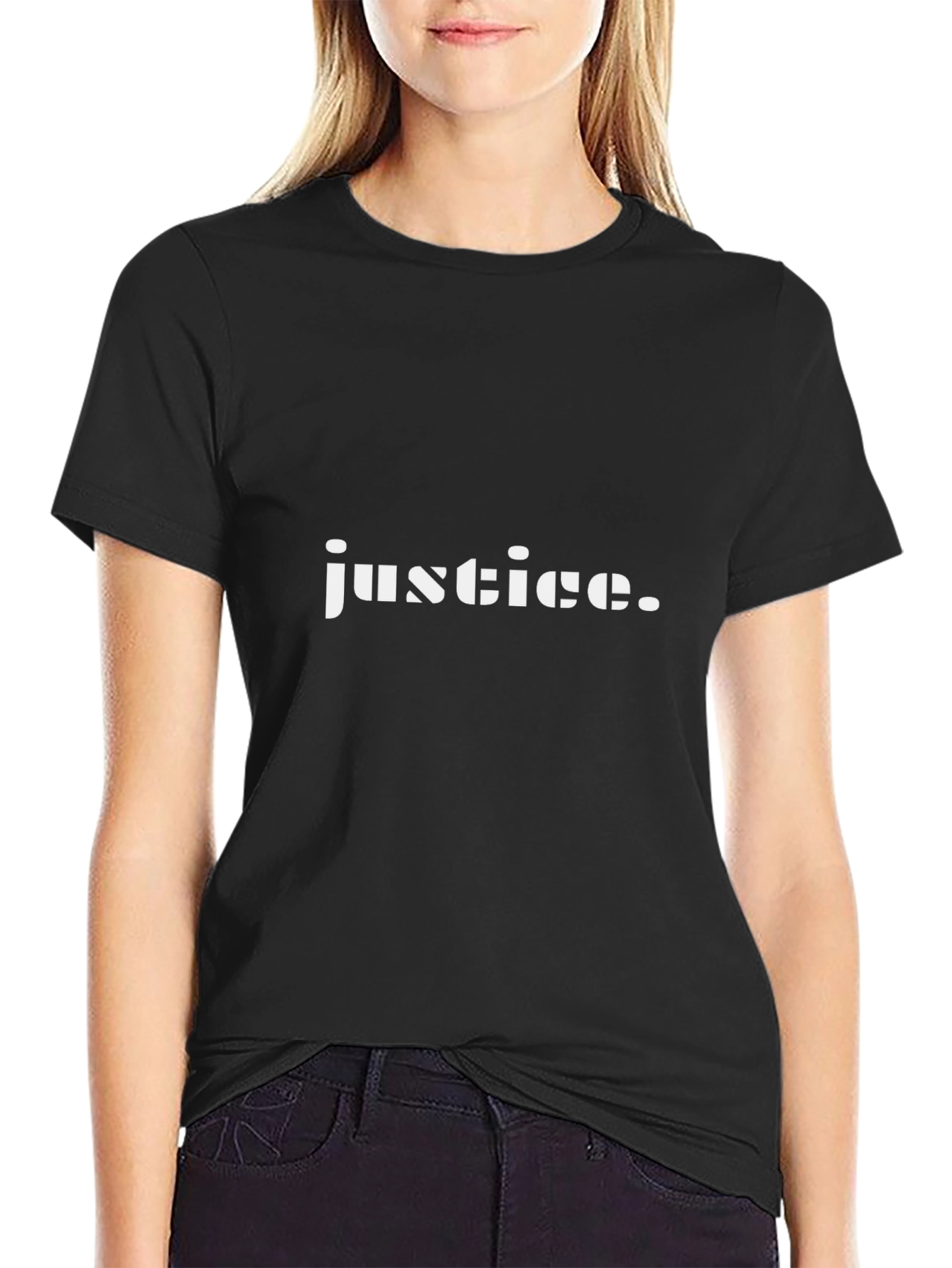 Justice Graphic Tee - Black Cotton T-Shirt