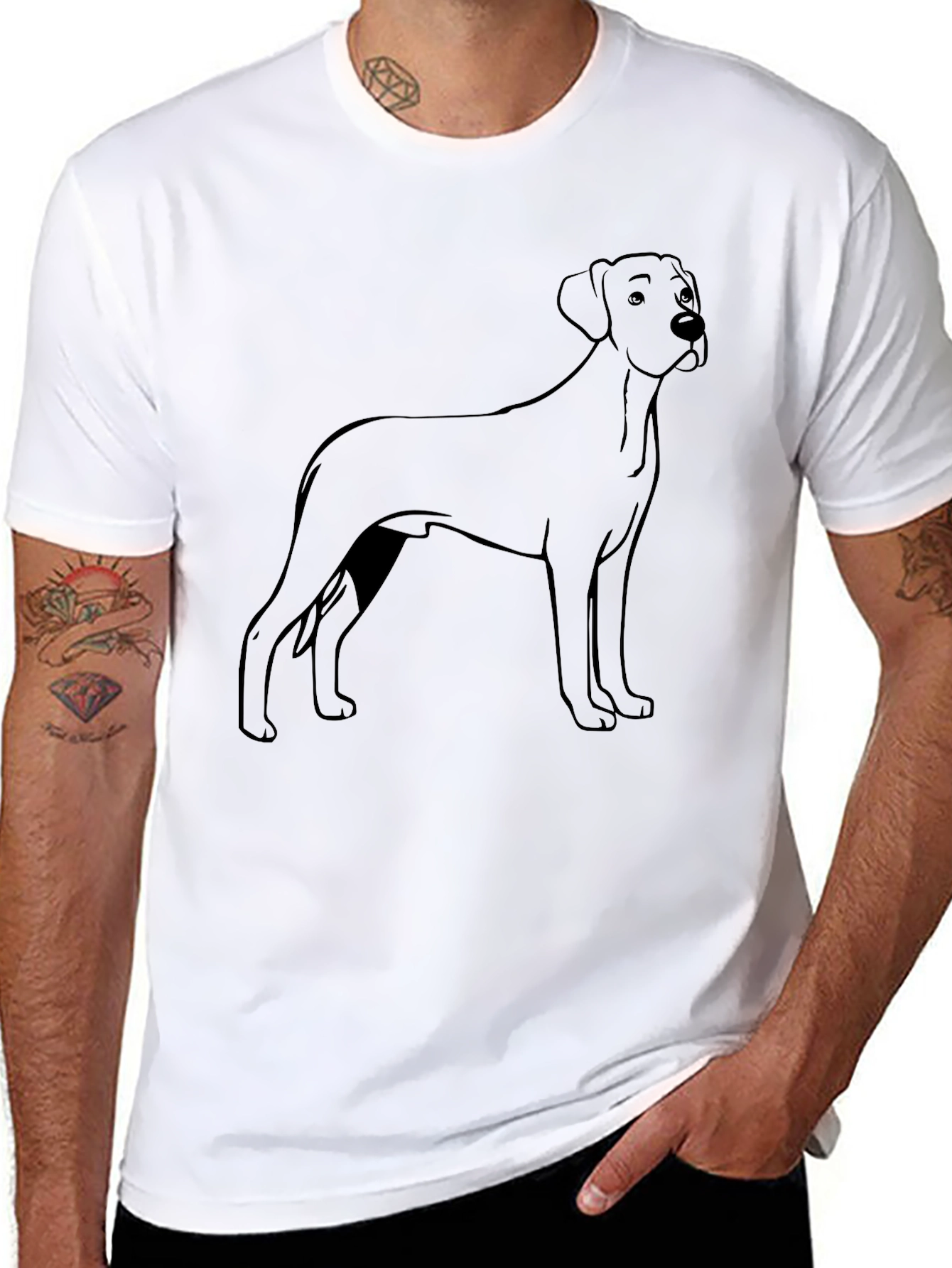 Dog Outline Graphic T-Shirt - Mens Black Tee