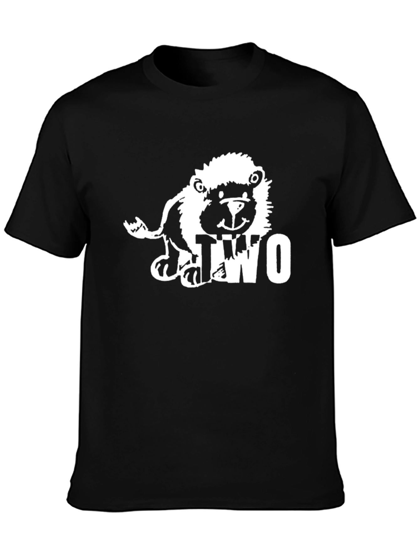 Cute Lion Two Graphic Black T-Shirt