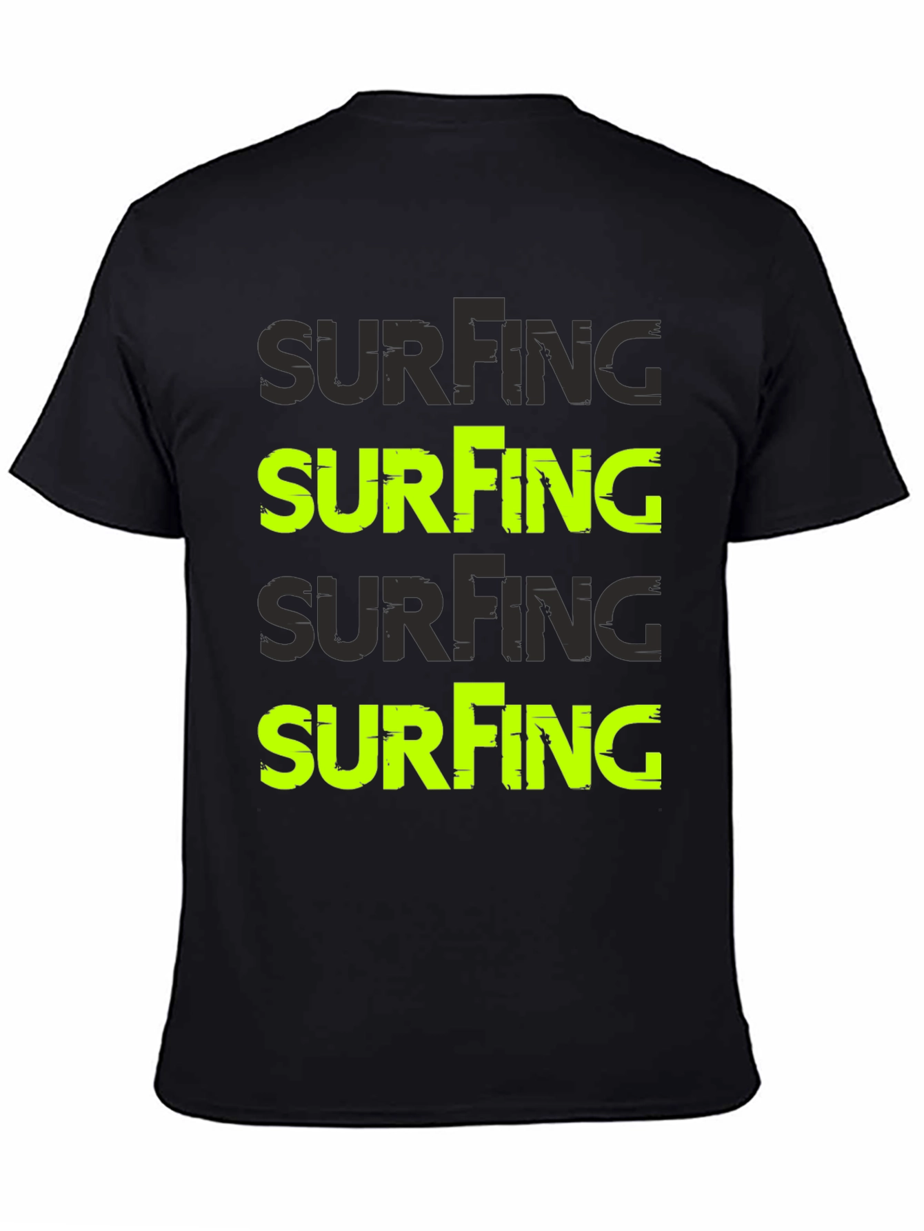 Surfing Graphic Print Black T-Shirt for Men