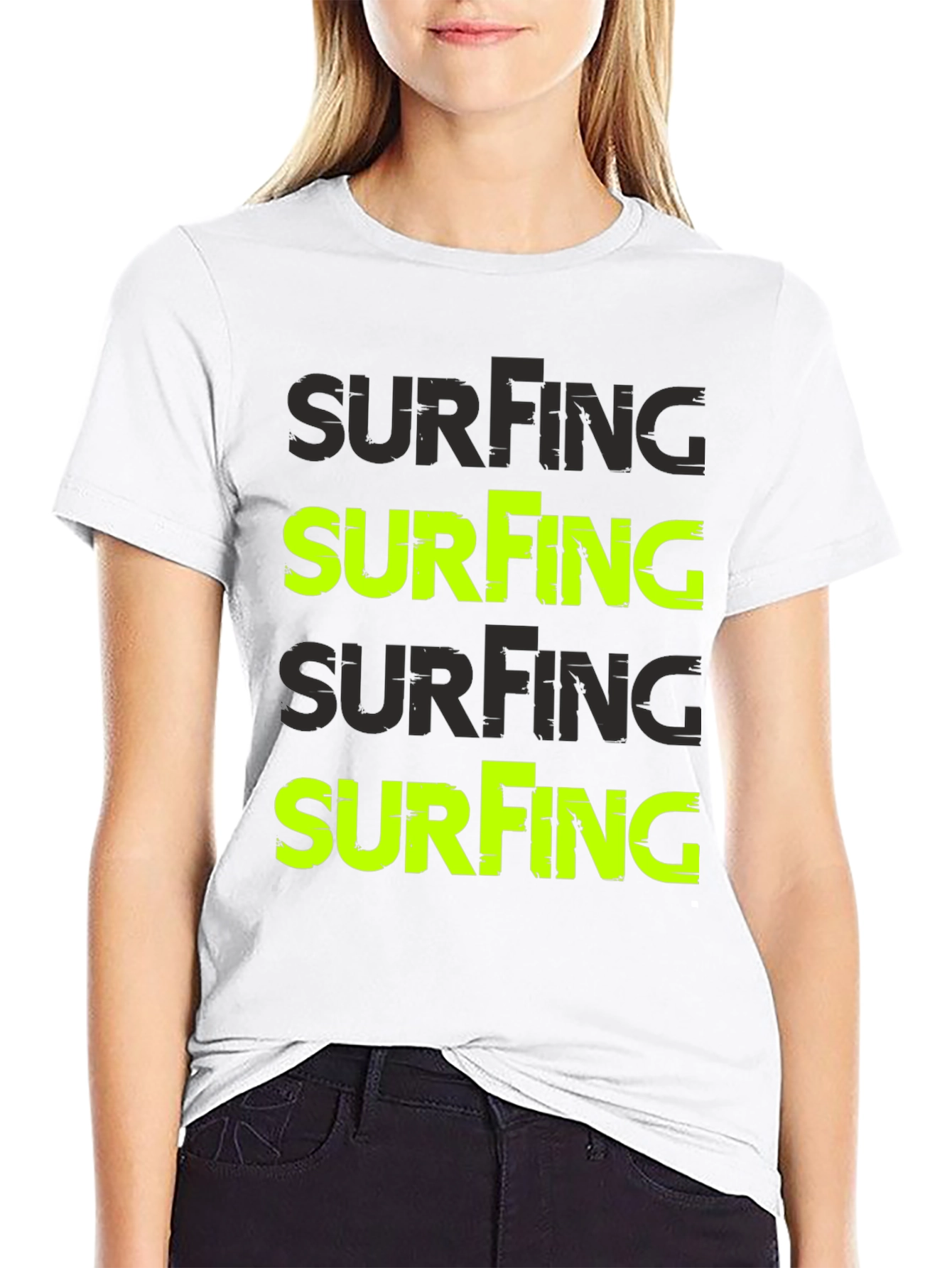Surfing Graphic Print Black T-Shirt for Men