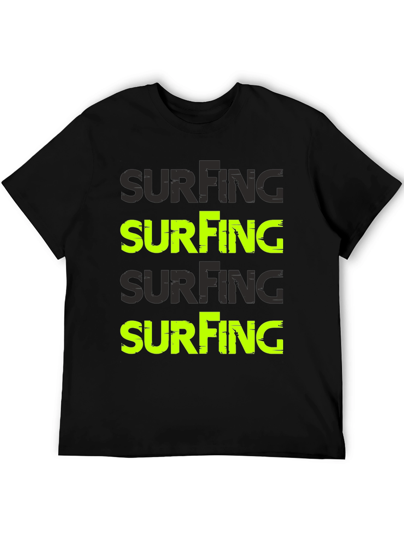 Surfing Graphic Print Black T-Shirt for Men