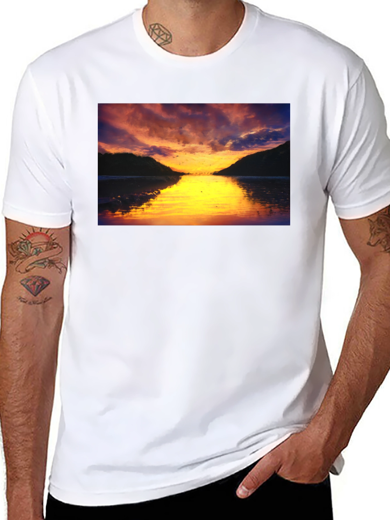 Sunset Lake Black T-Shirt