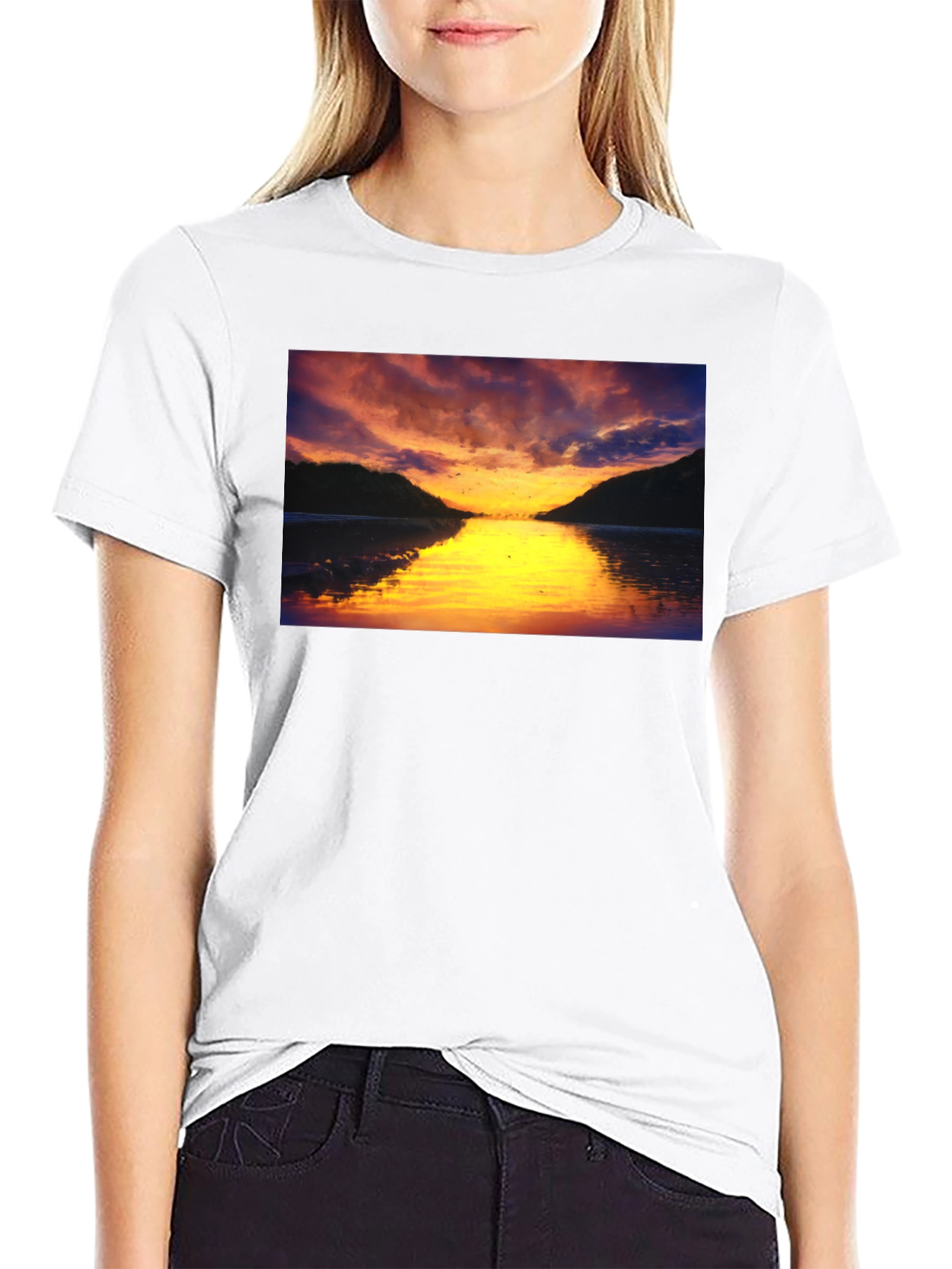 Sunset Lake Black T-Shirt