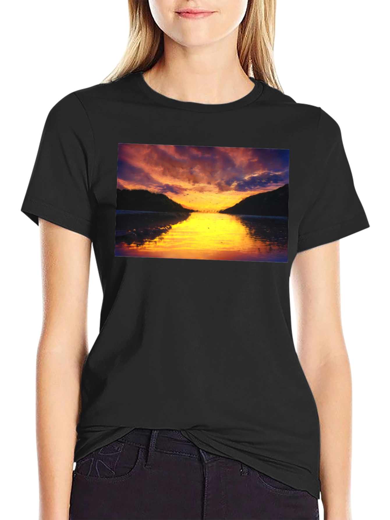 Sunset Lake Black T-Shirt