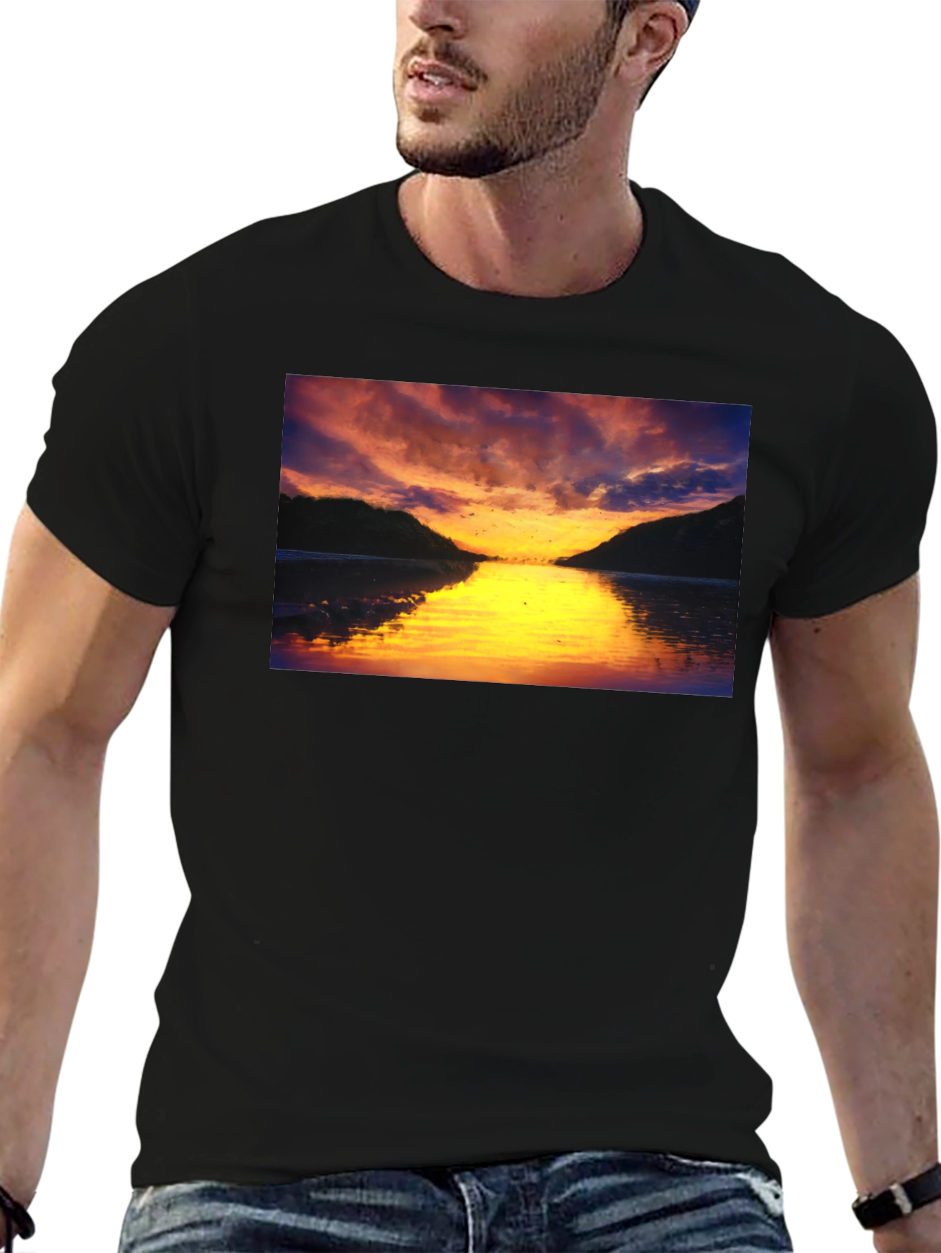 Sunset Lake Black T-Shirt
