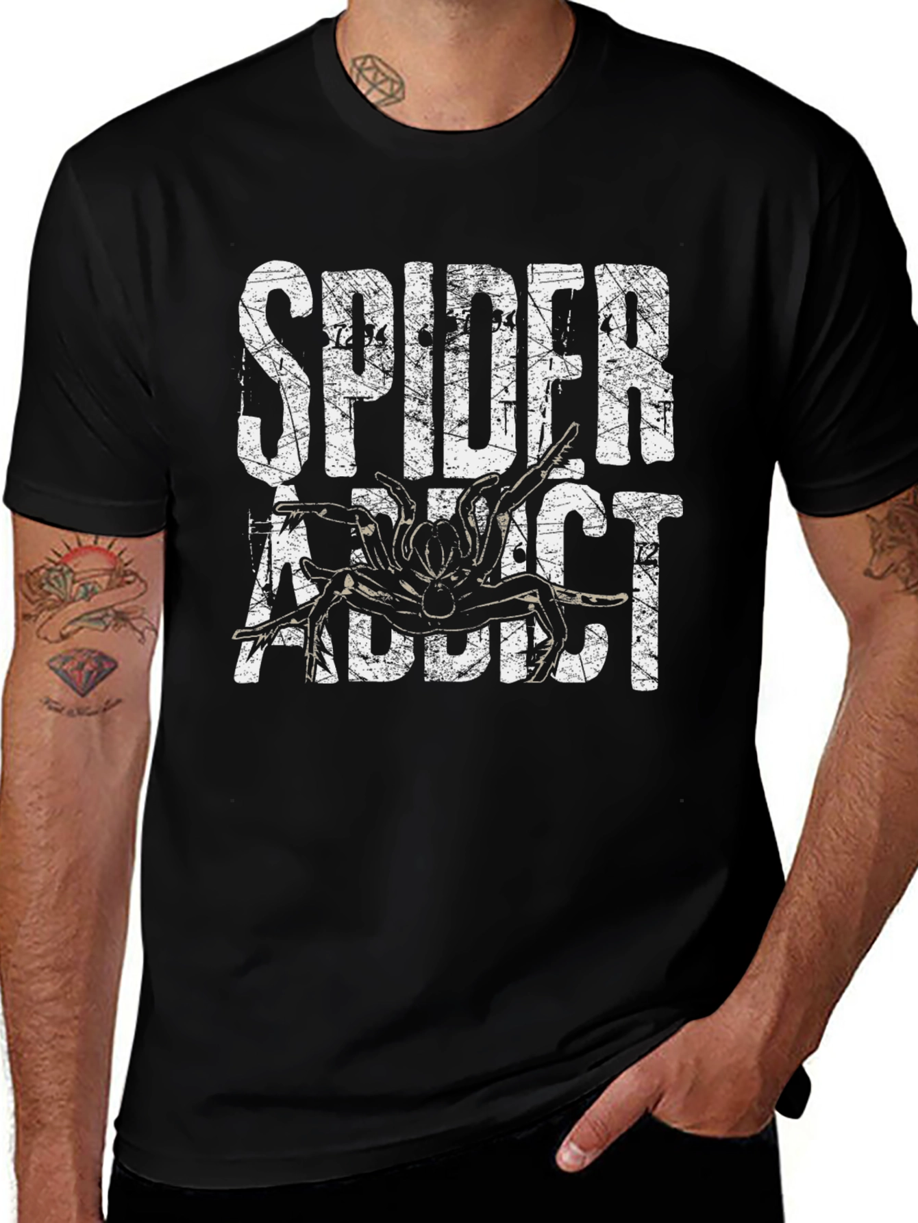 Spider Addict Graphic T-Shirt - Black Cotton Tee