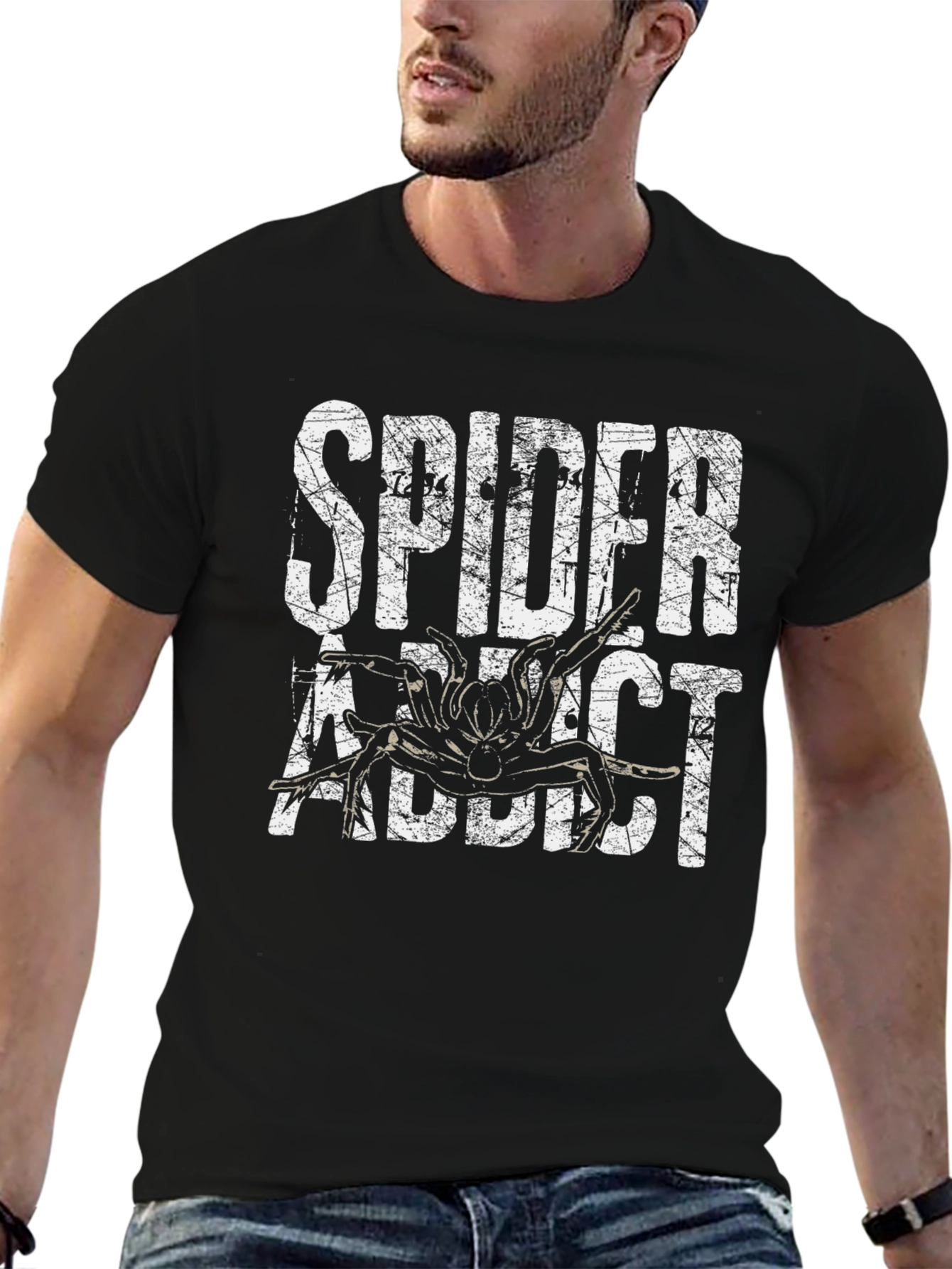 Spider Addict Graphic T-Shirt - Black Cotton Tee