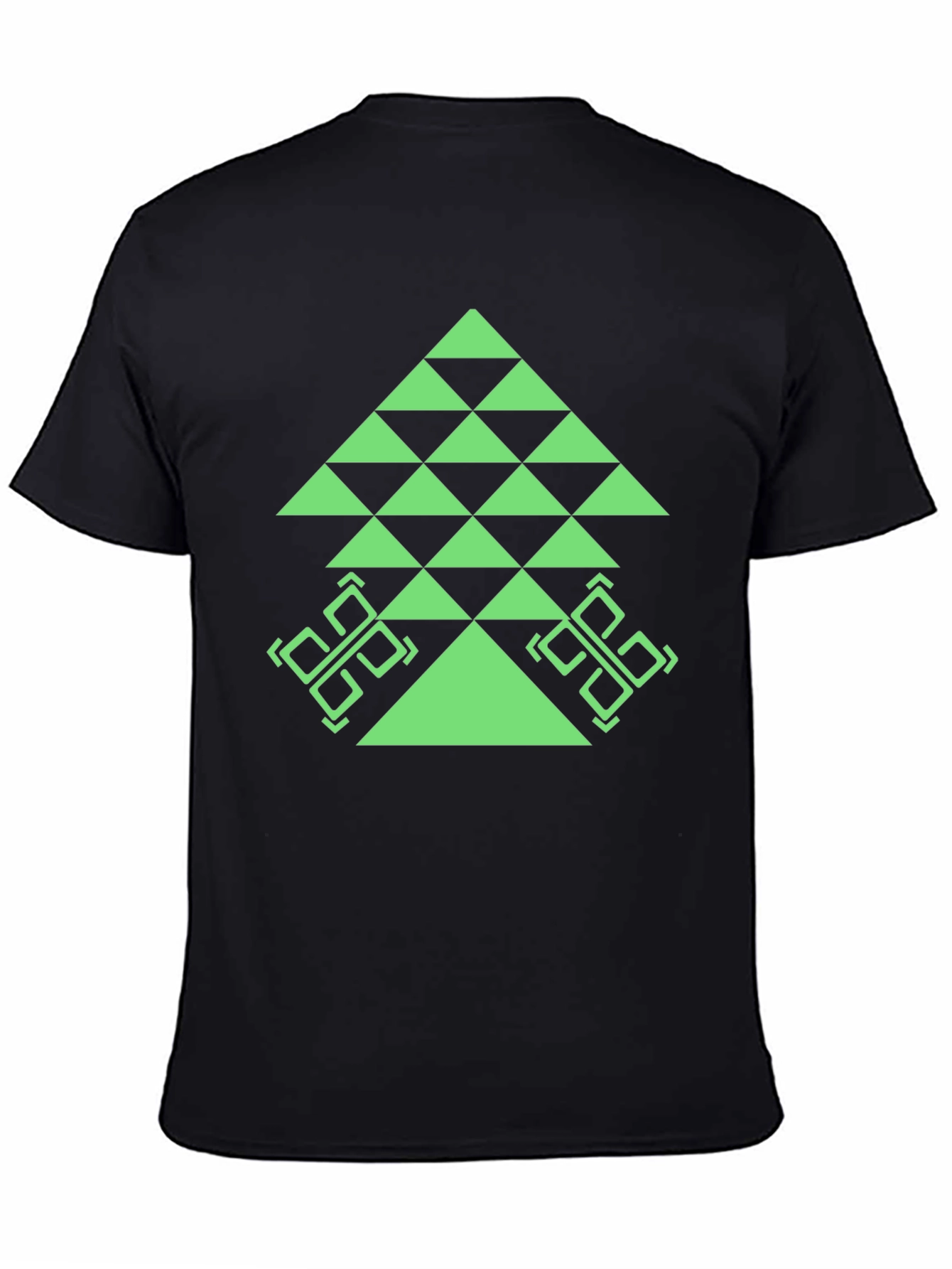 Geometric Tree Graphic Tee - Black Casual T-Shirt