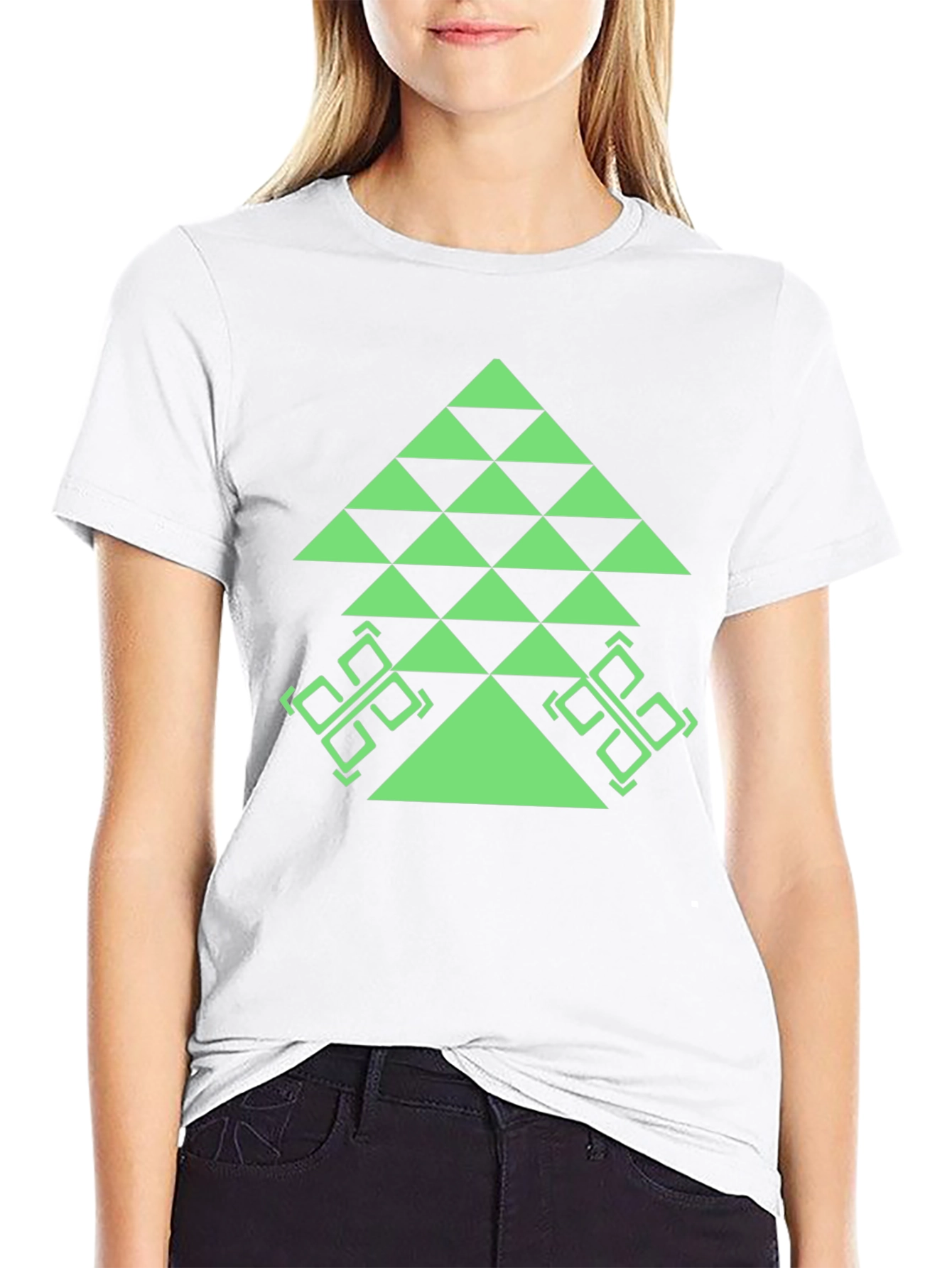 Geometric Tree Graphic Tee - Black Casual T-Shirt