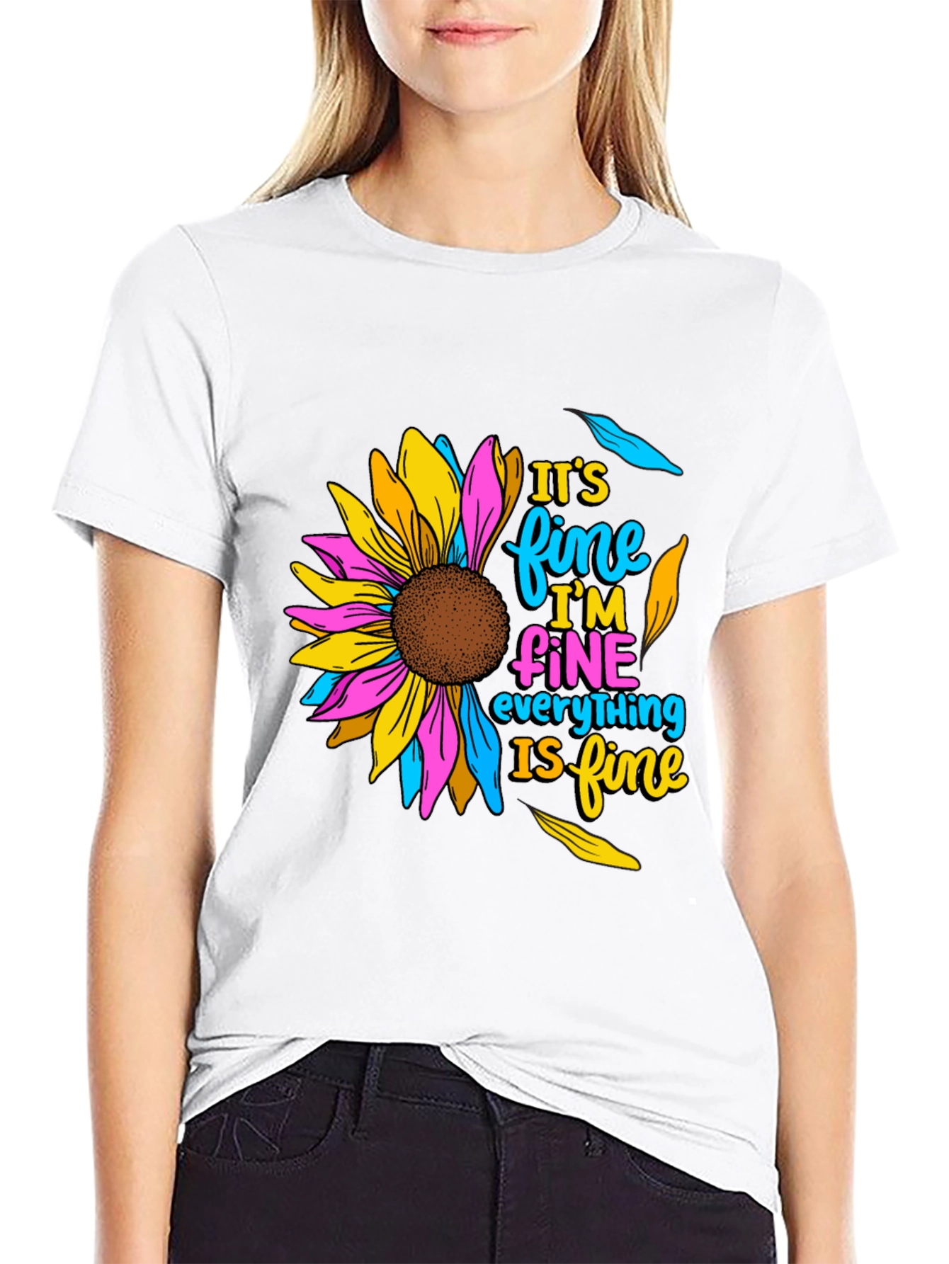 Its Fine Sunflower Graphic T-Shirt