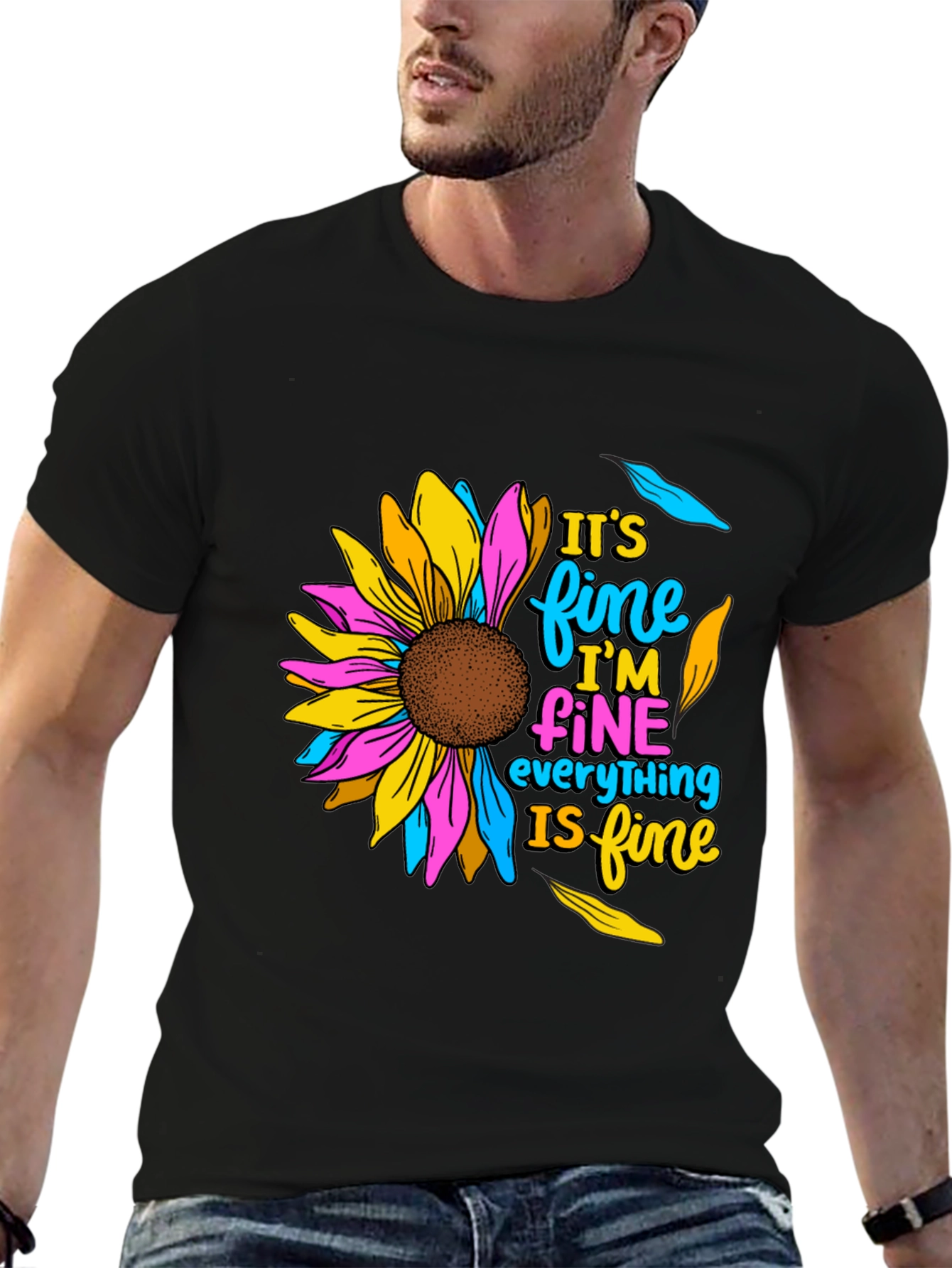 Its Fine Sunflower Graphic T-Shirt