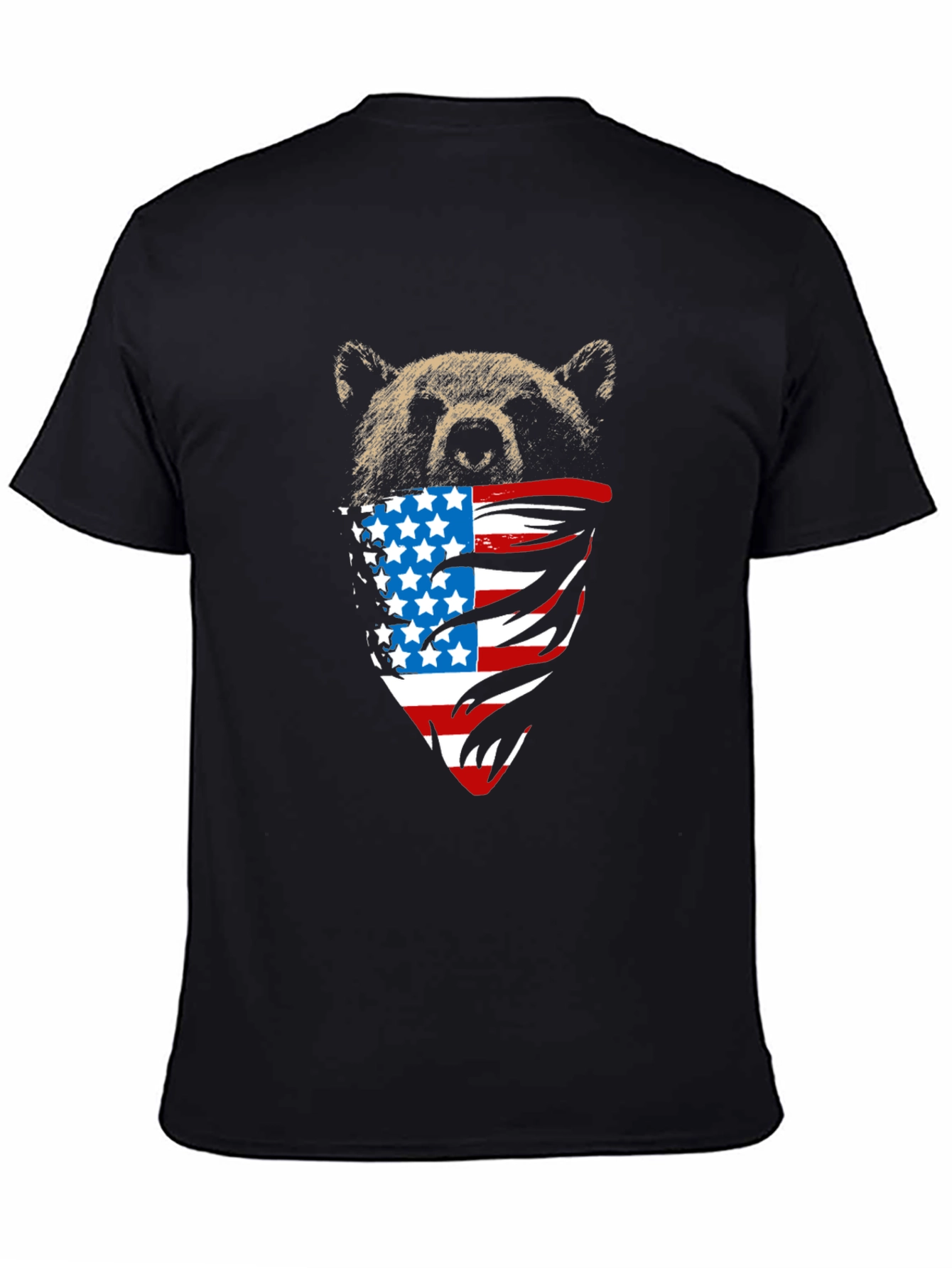 Bear USA Flag Bandana Black T-Shirt