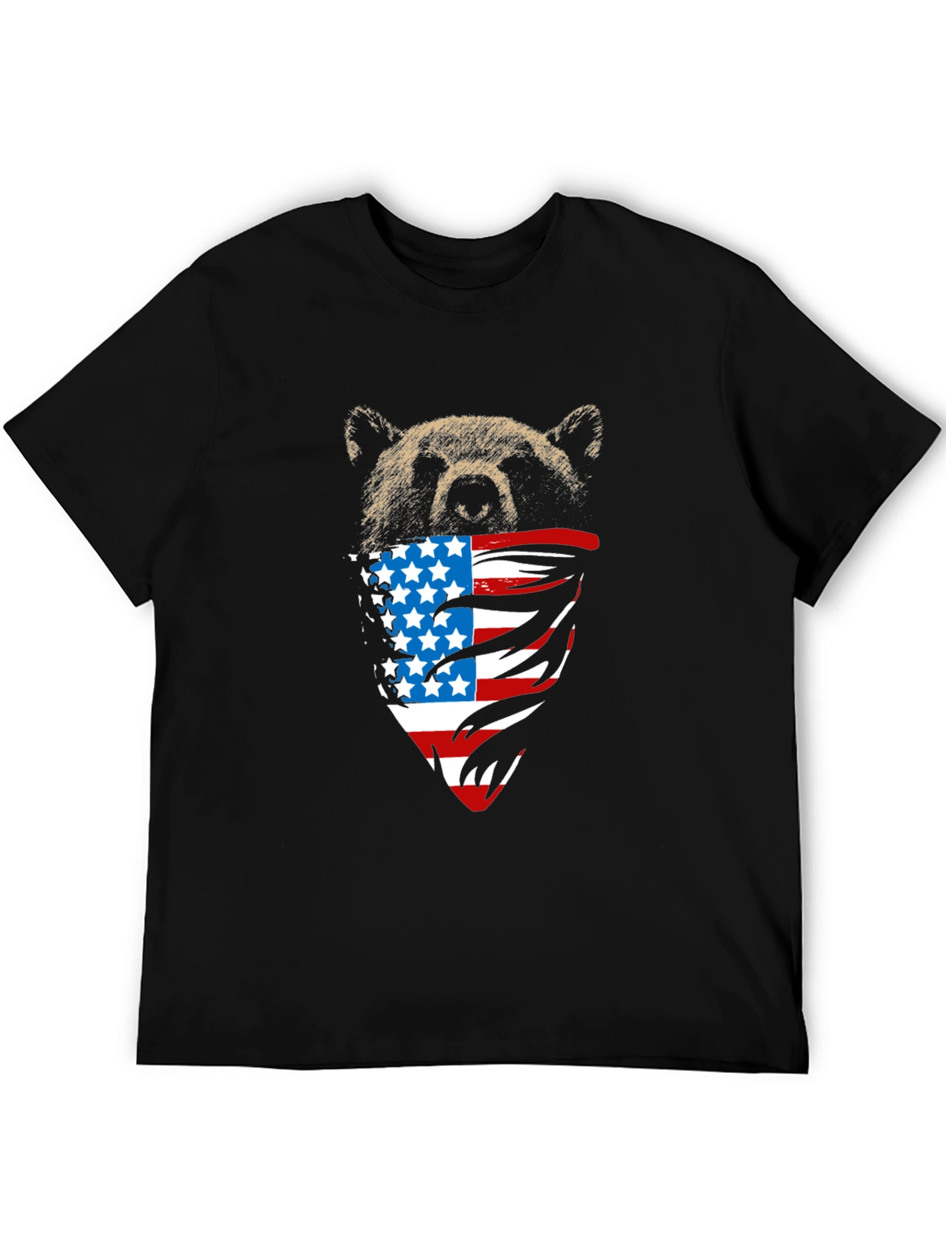 Bear USA Flag Bandana Black T-Shirt