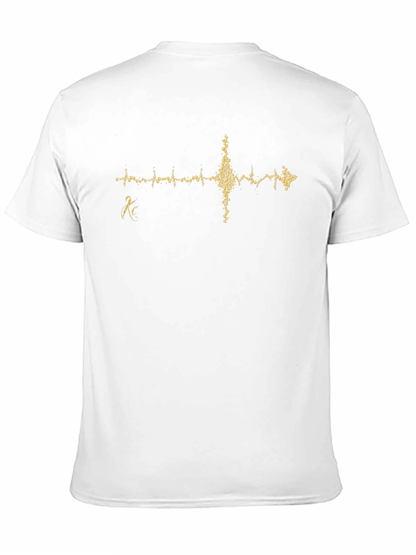Black T-Shirt with Gold Heartbeat Design