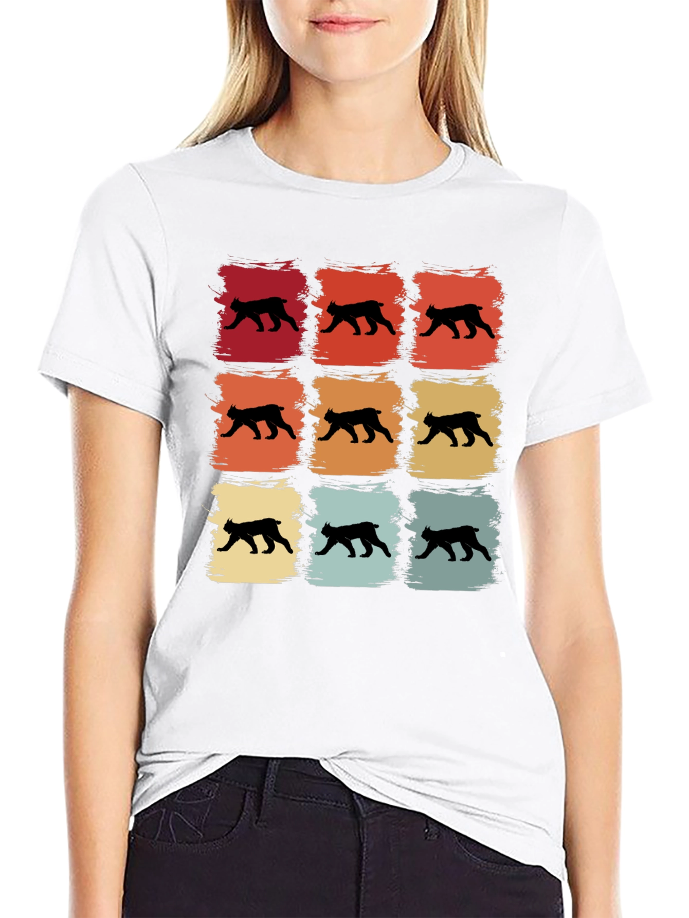 Retro Bobcat Silhouette Graphic T-Shirt