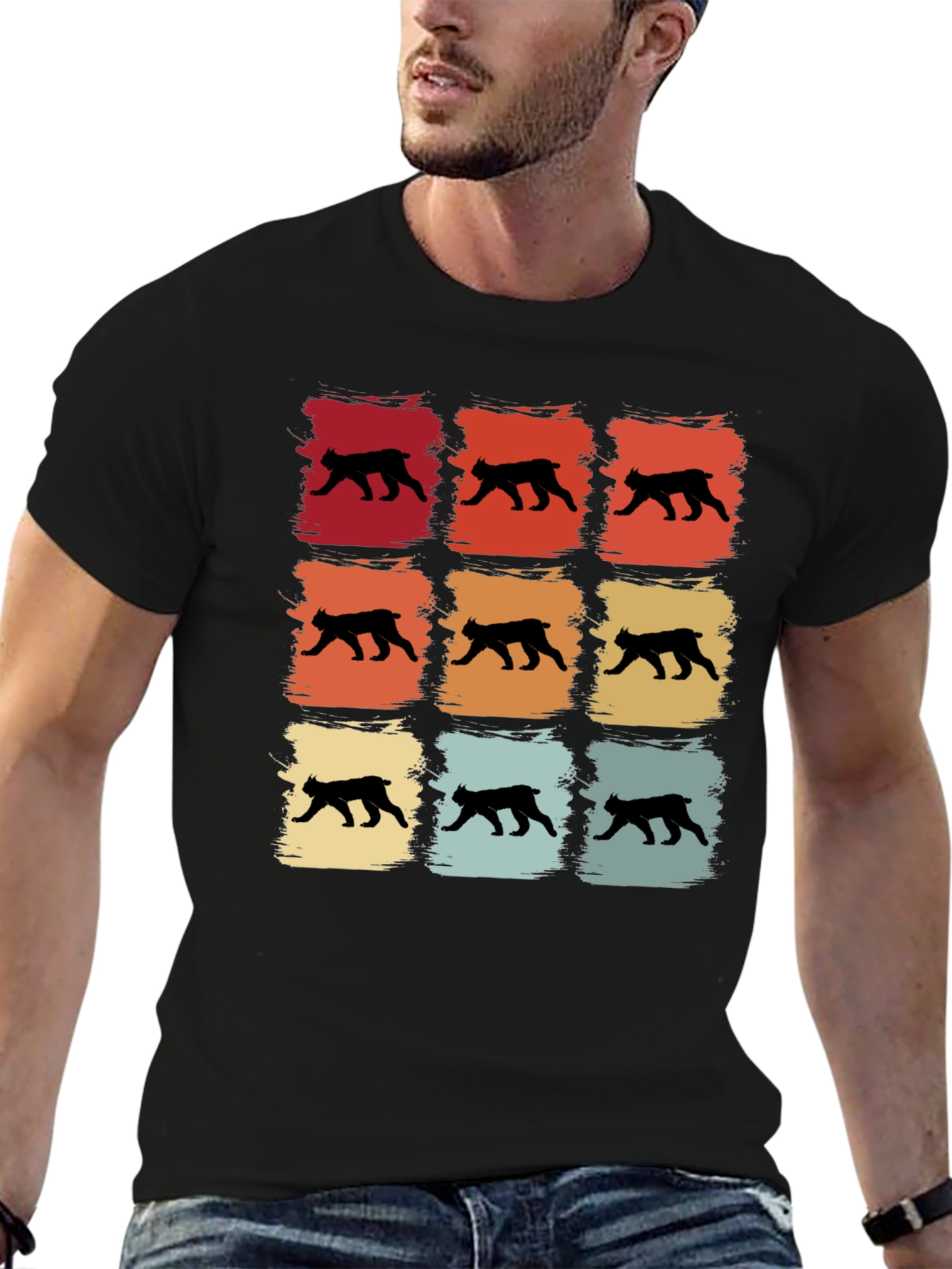 Retro Bobcat Silhouette Graphic T-Shirt