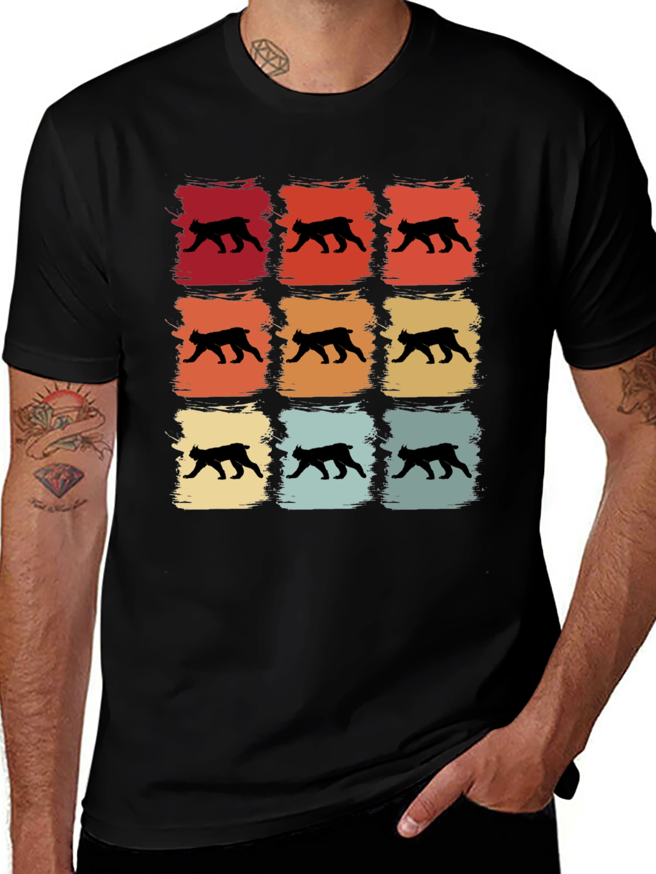 Retro Bobcat Silhouette Graphic T-Shirt