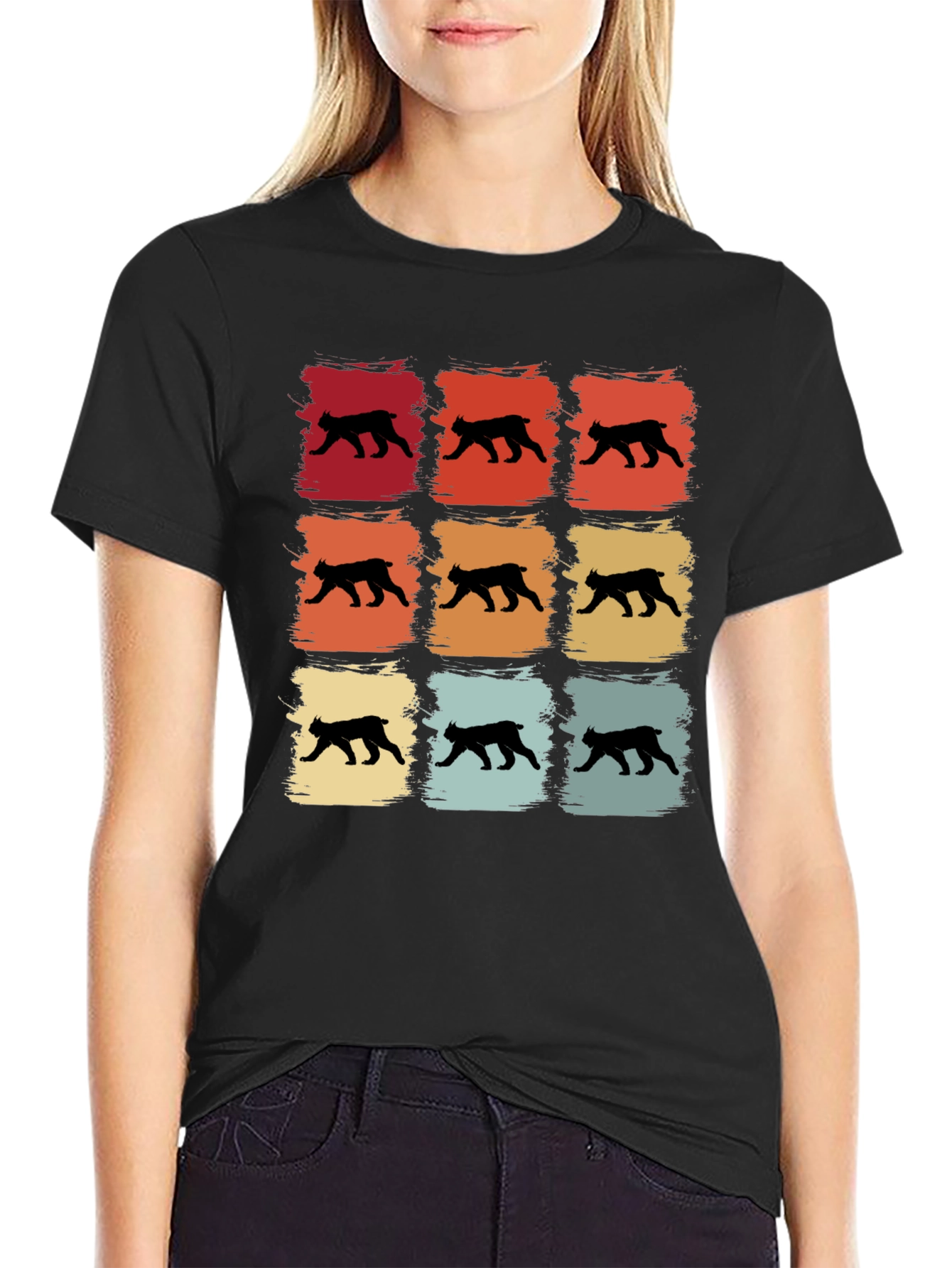 Retro Bobcat Silhouette Graphic T-Shirt
