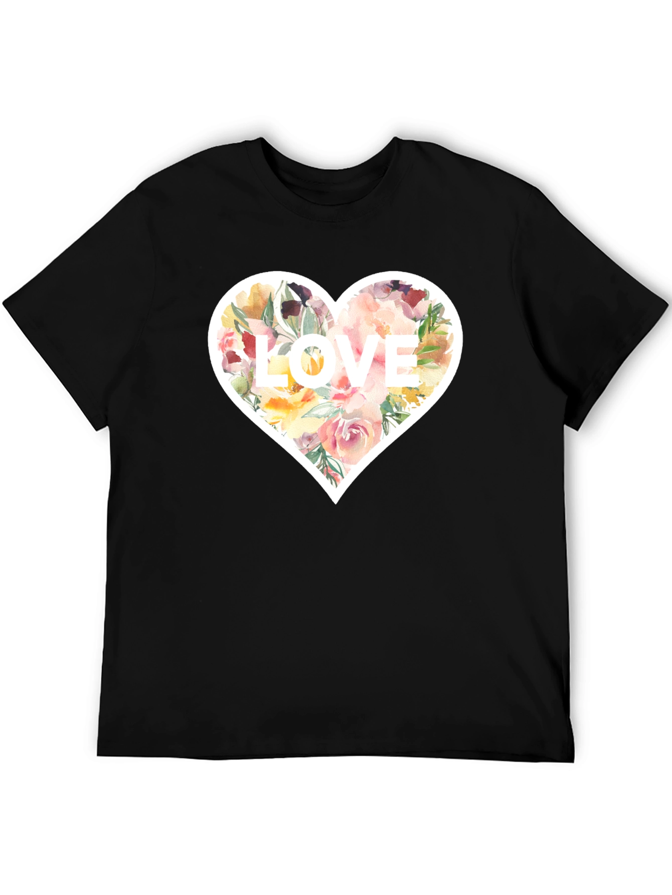 Floral Heart LOVE Graphic T-Shirt