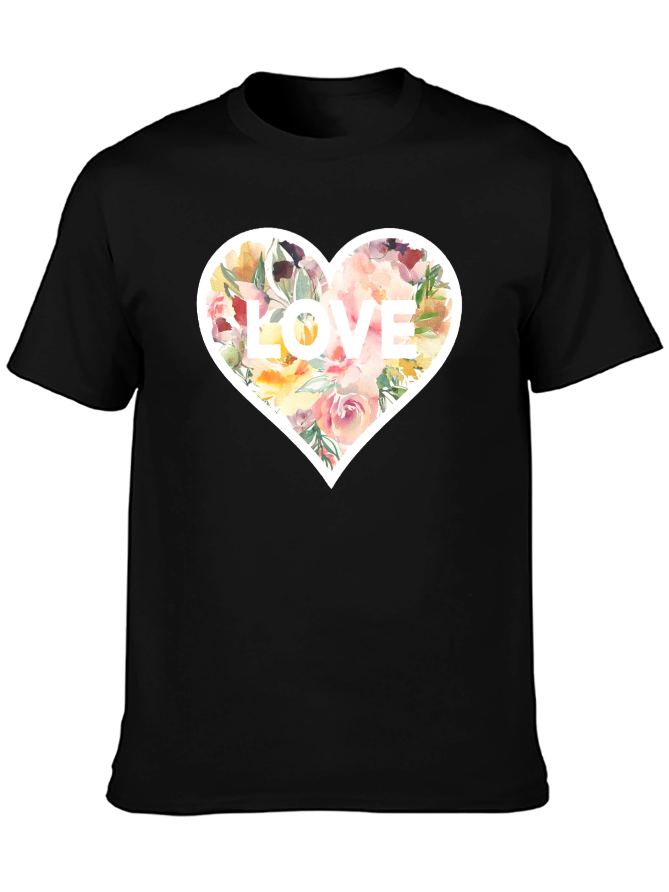 Floral Heart LOVE Graphic T-Shirt