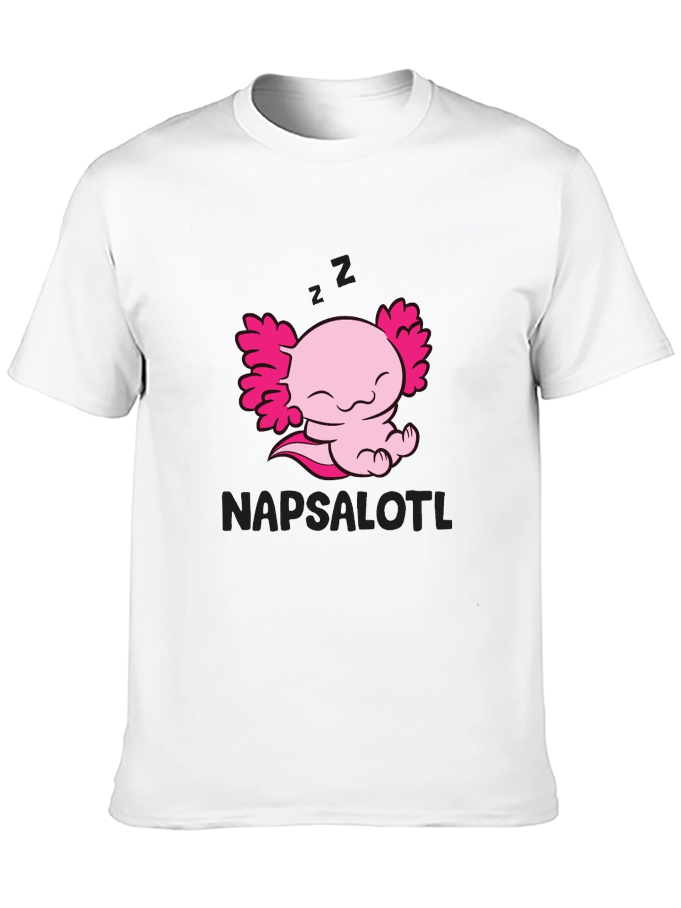Napsalotl Axolotl Black T-Shirt - Cute Sleepy Design