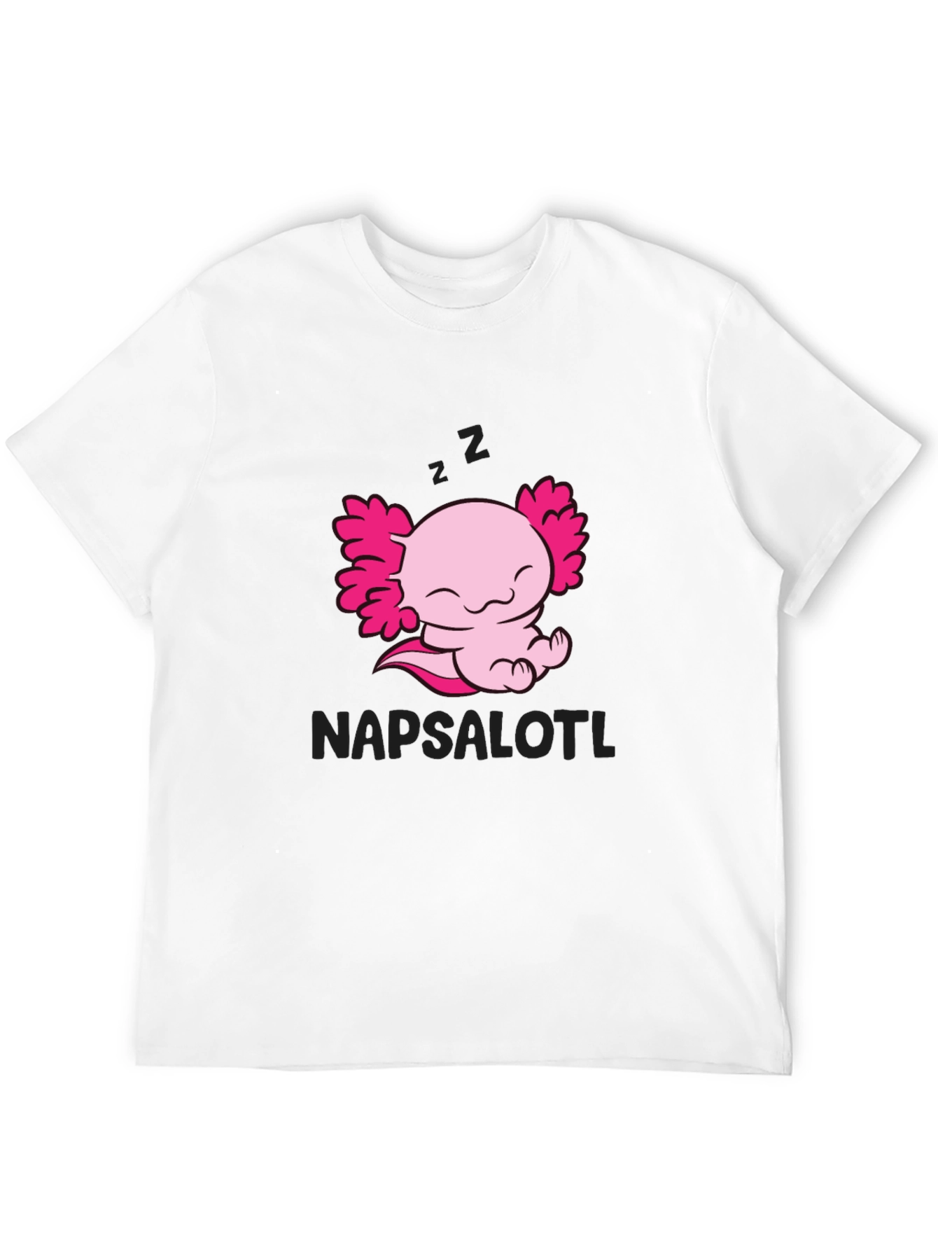 Napsalotl Axolotl Black T-Shirt - Cute Sleepy Design