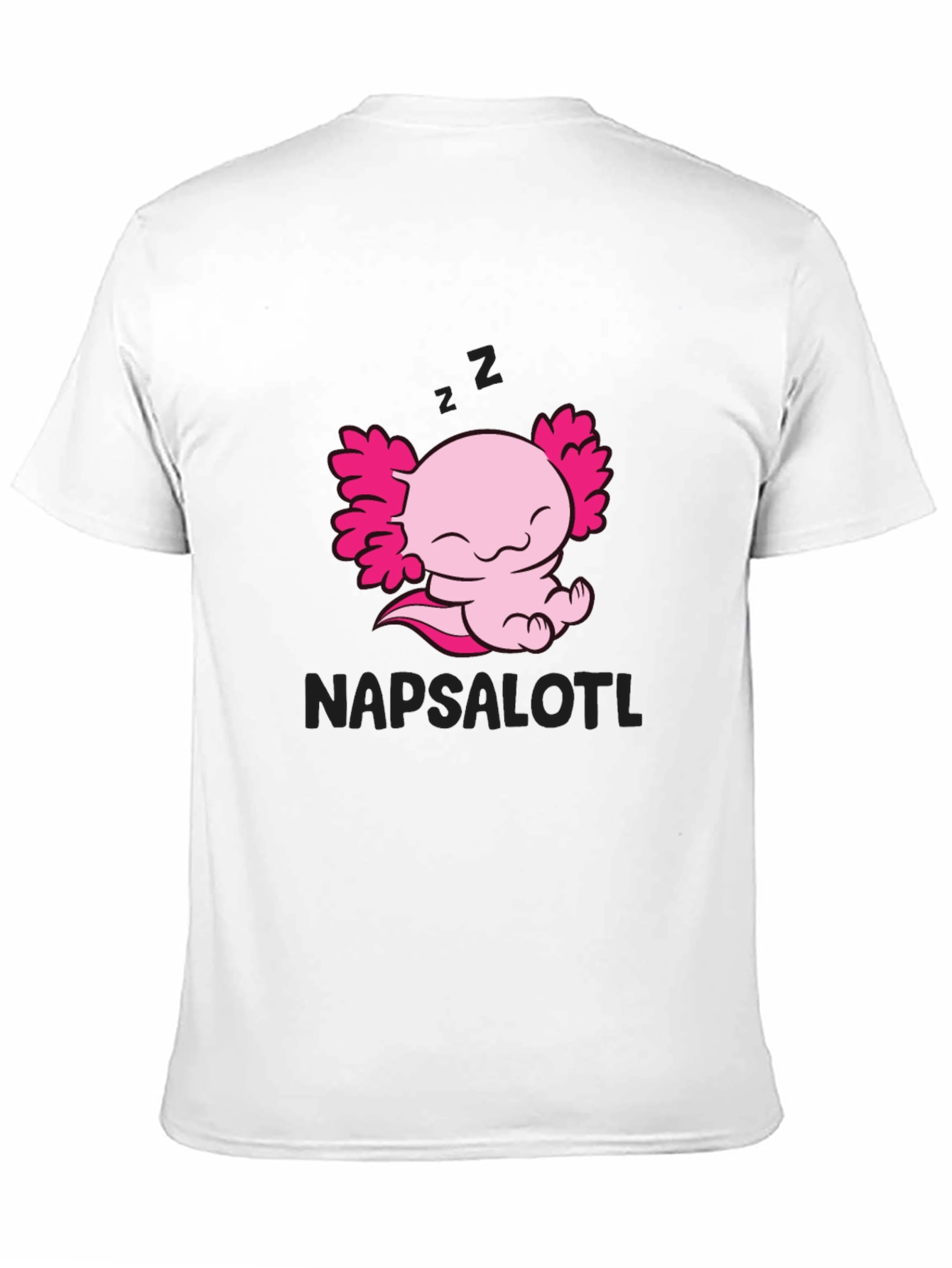 Napsalotl Axolotl Black T-Shirt - Cute Sleepy Design