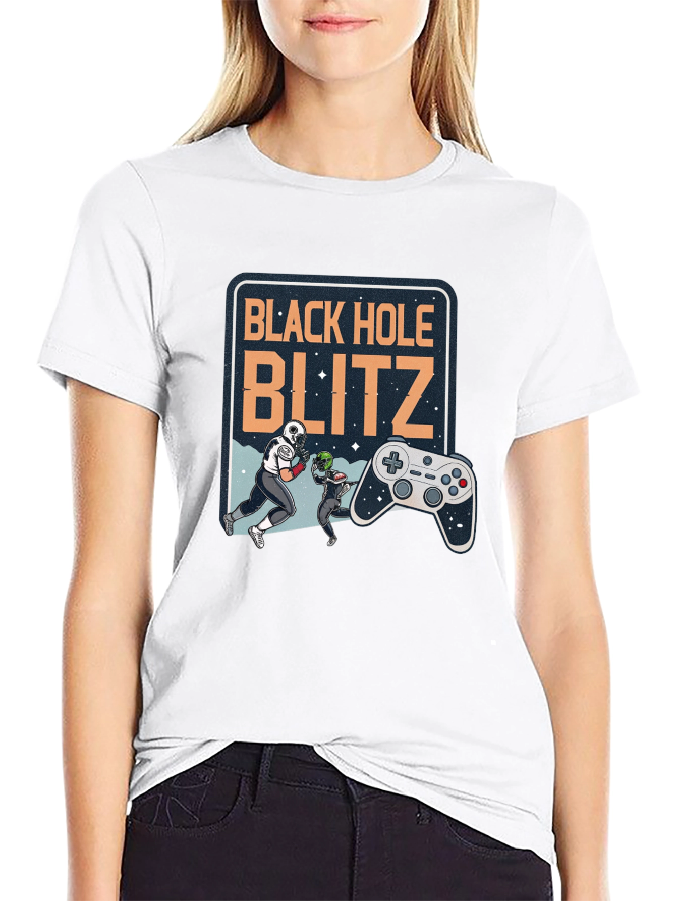 Black Hole Blitz T-Shirt: Football Gamer Style