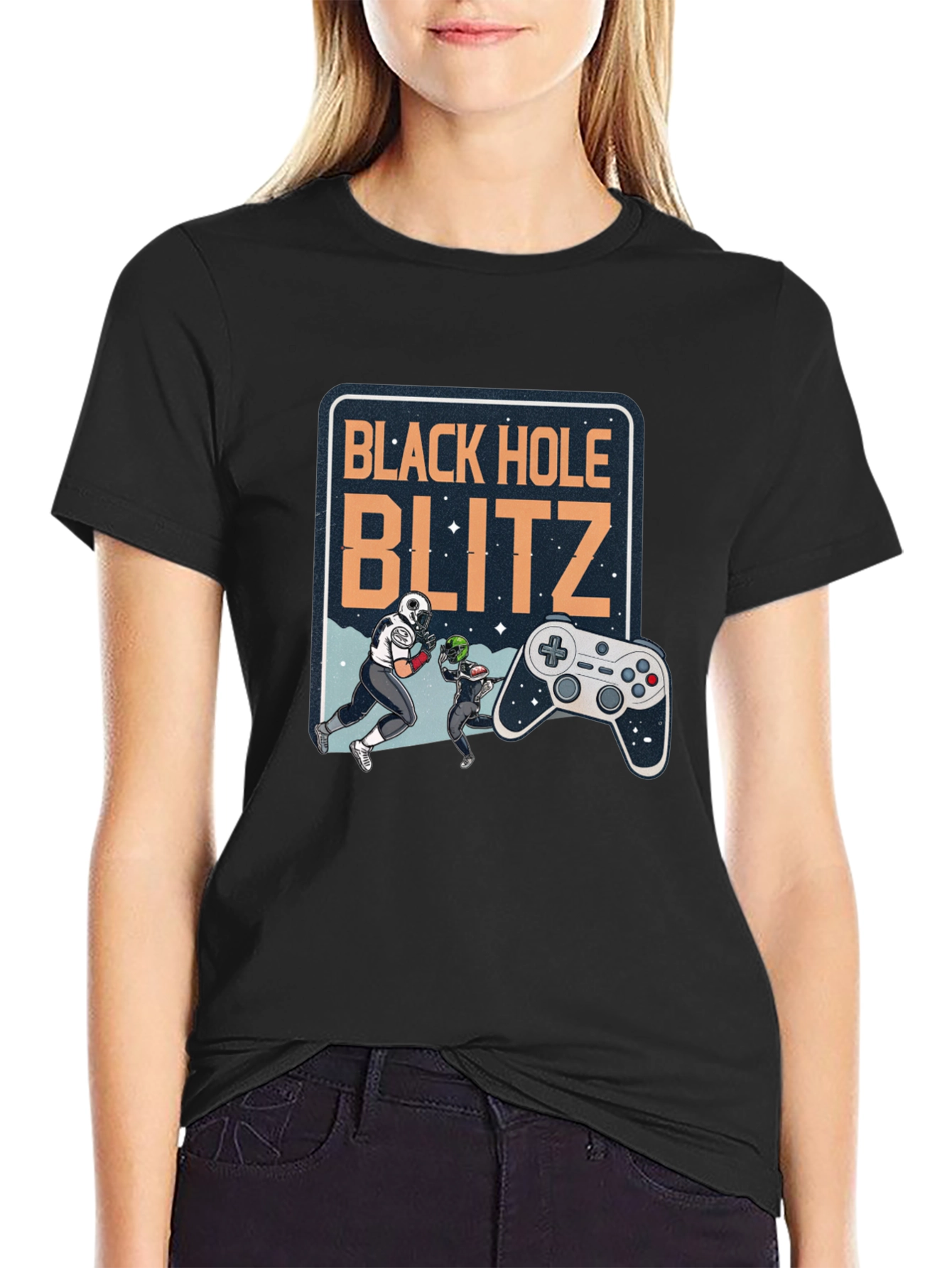 Black Hole Blitz T-Shirt: Football Gamer Style