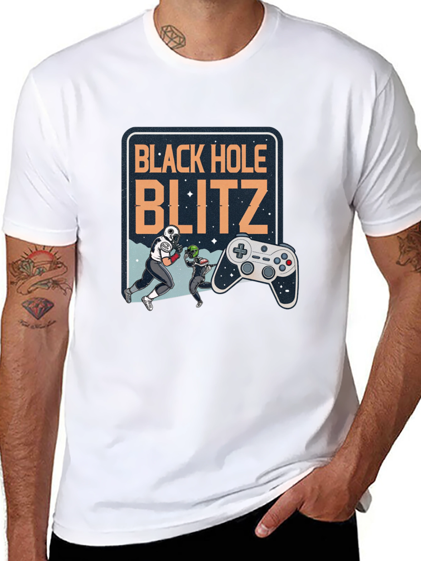 Black Hole Blitz T-Shirt: Football Gamer Style