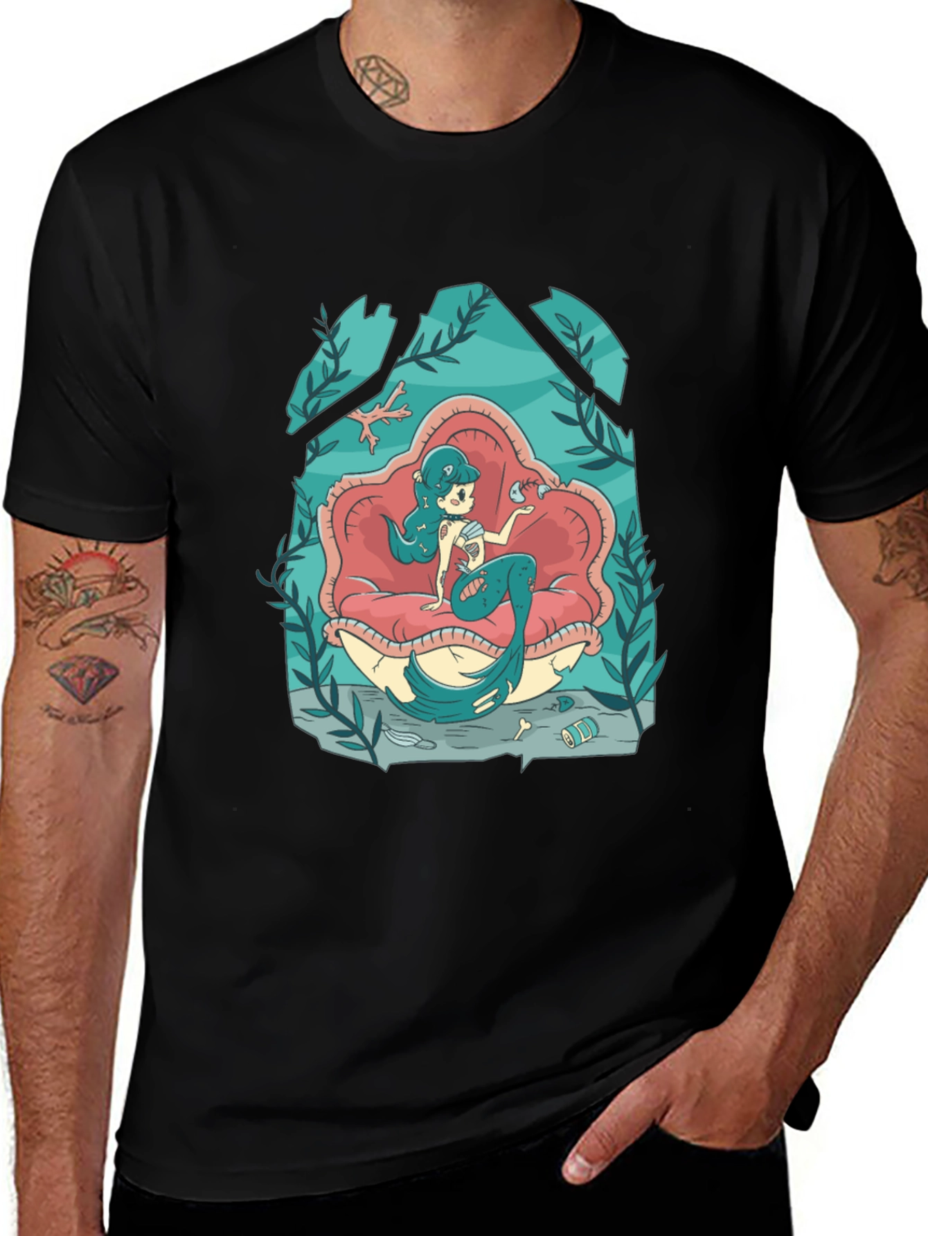 Mermaid in Shell T-Shirt - Unique Graphic Tee