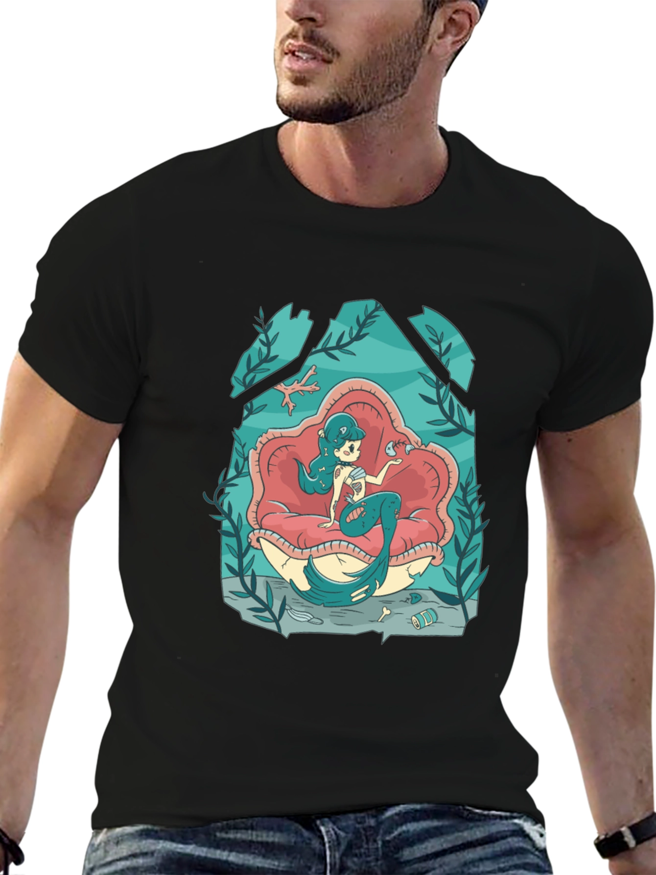 Mermaid in Shell T-Shirt - Unique Graphic Tee
