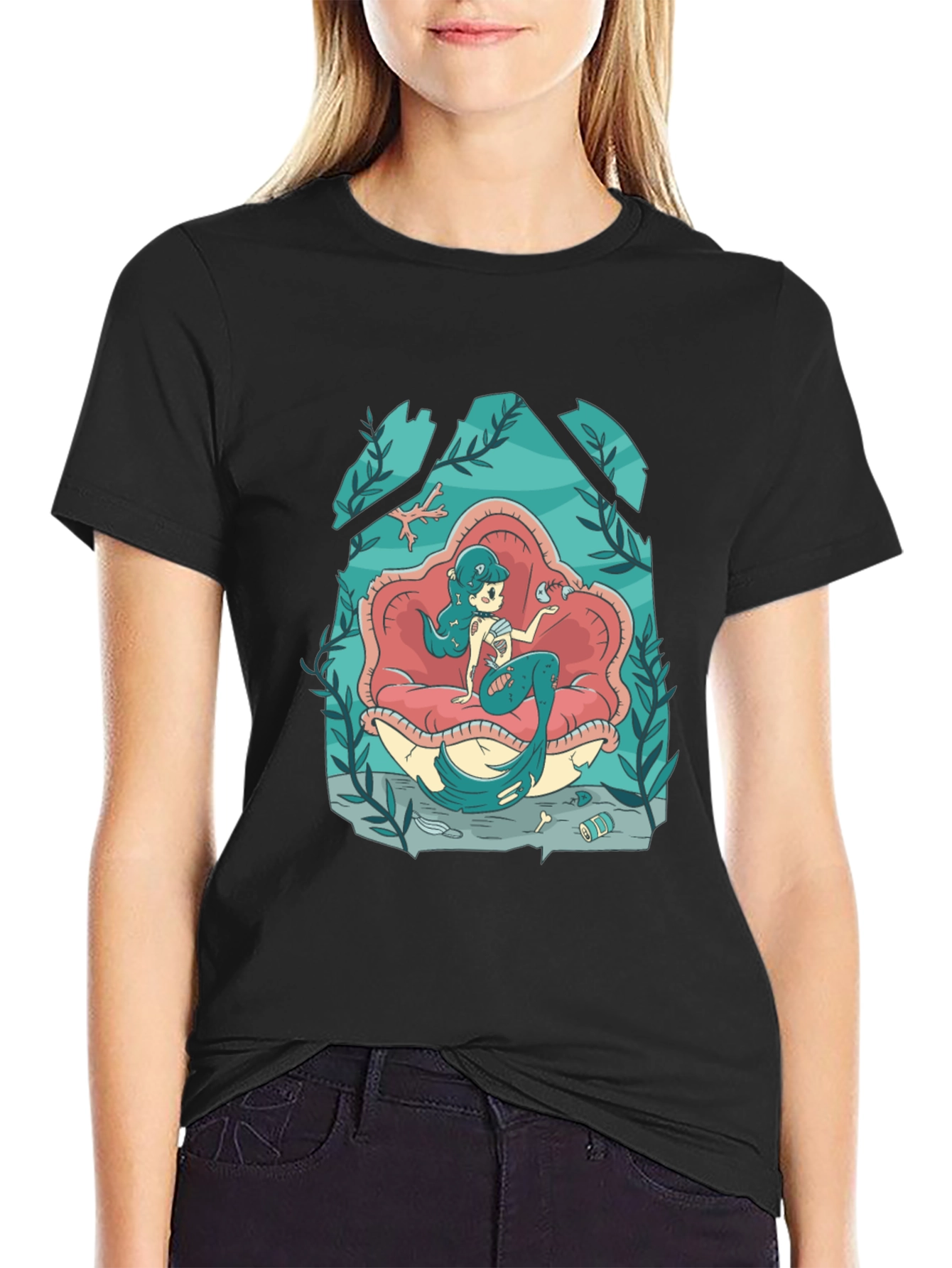 Mermaid in Shell T-Shirt - Unique Graphic Tee