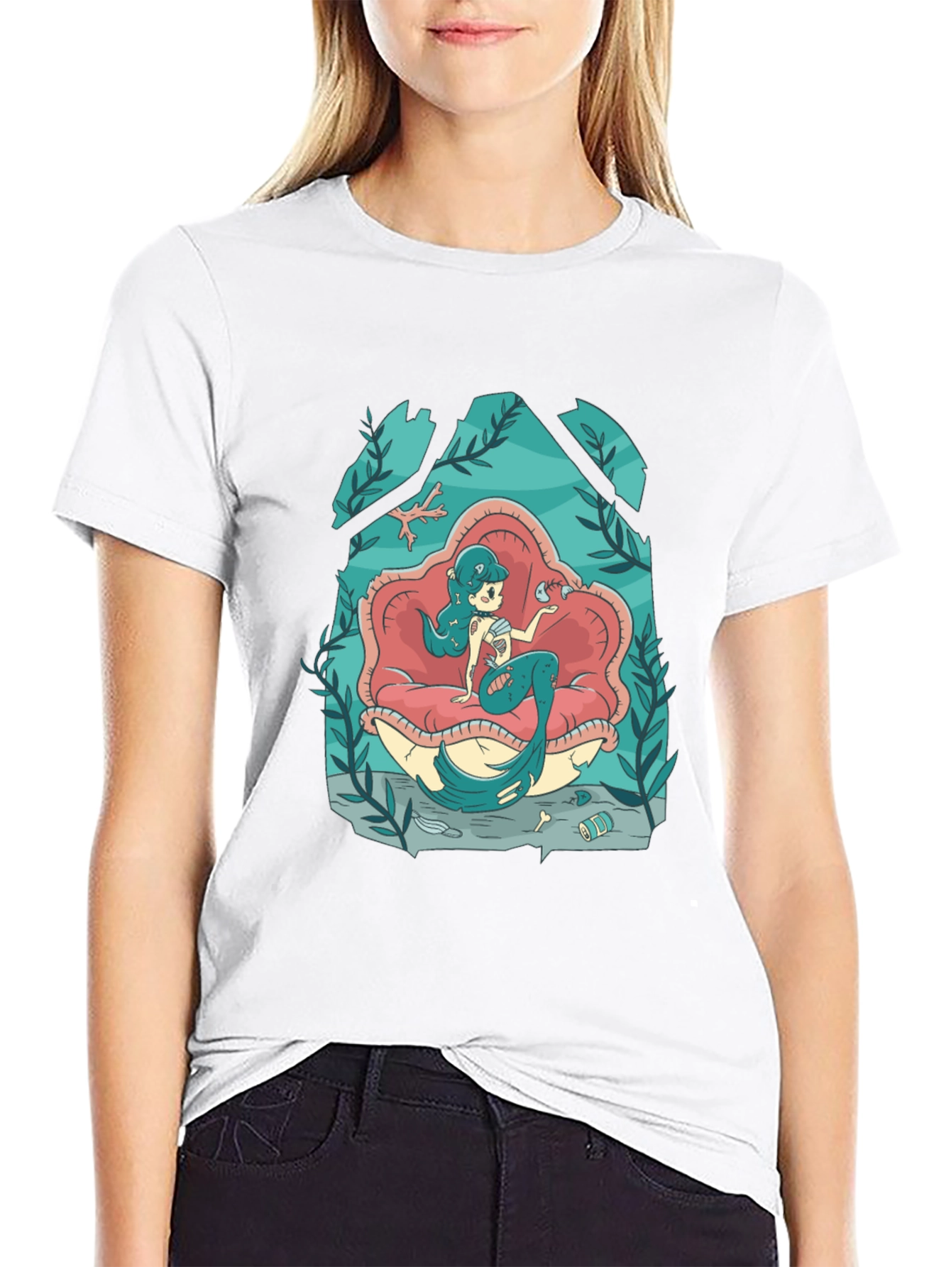 Mermaid in Shell T-Shirt - Unique Graphic Tee