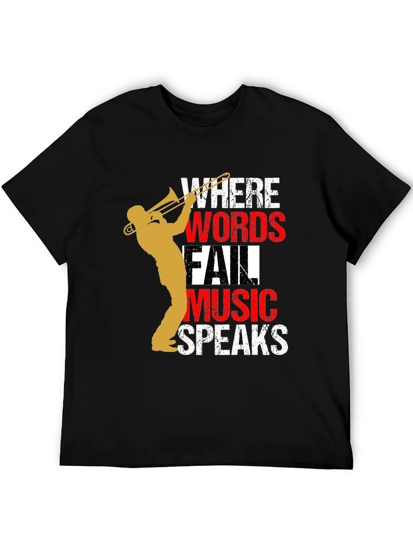 Music Speaks Mens T-Shirt - Trombone Player Tee
