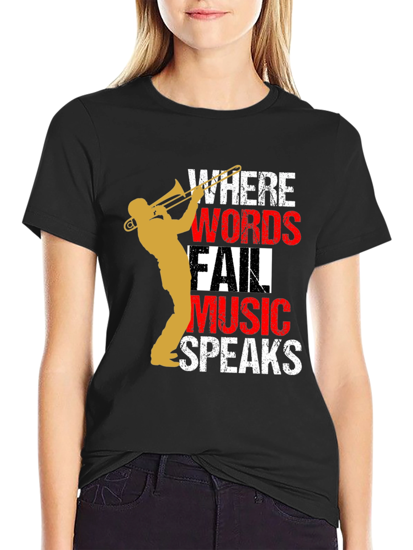 Music Speaks Mens T-Shirt - Trombone Player Tee