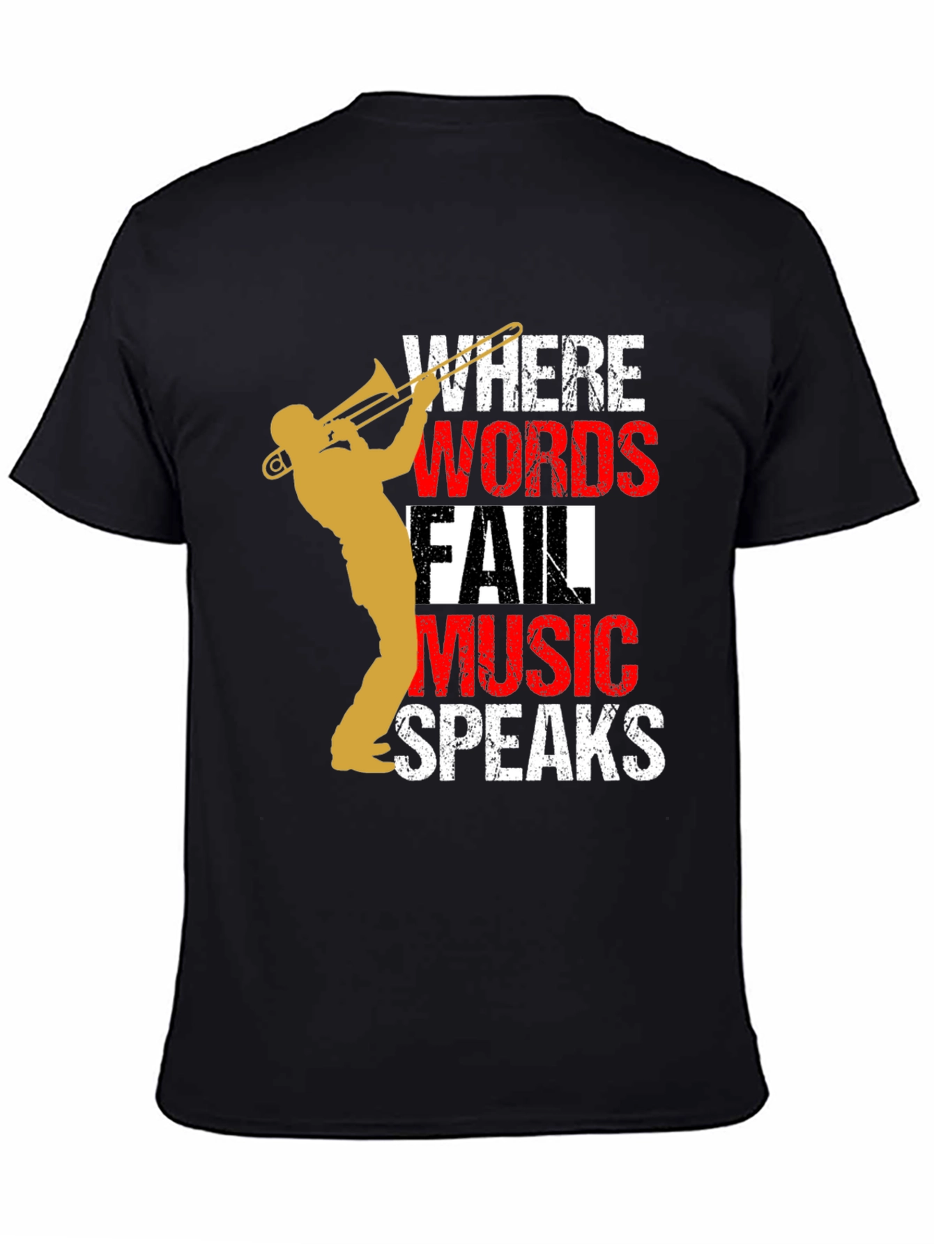 Music Speaks Mens T-Shirt - Trombone Player Tee