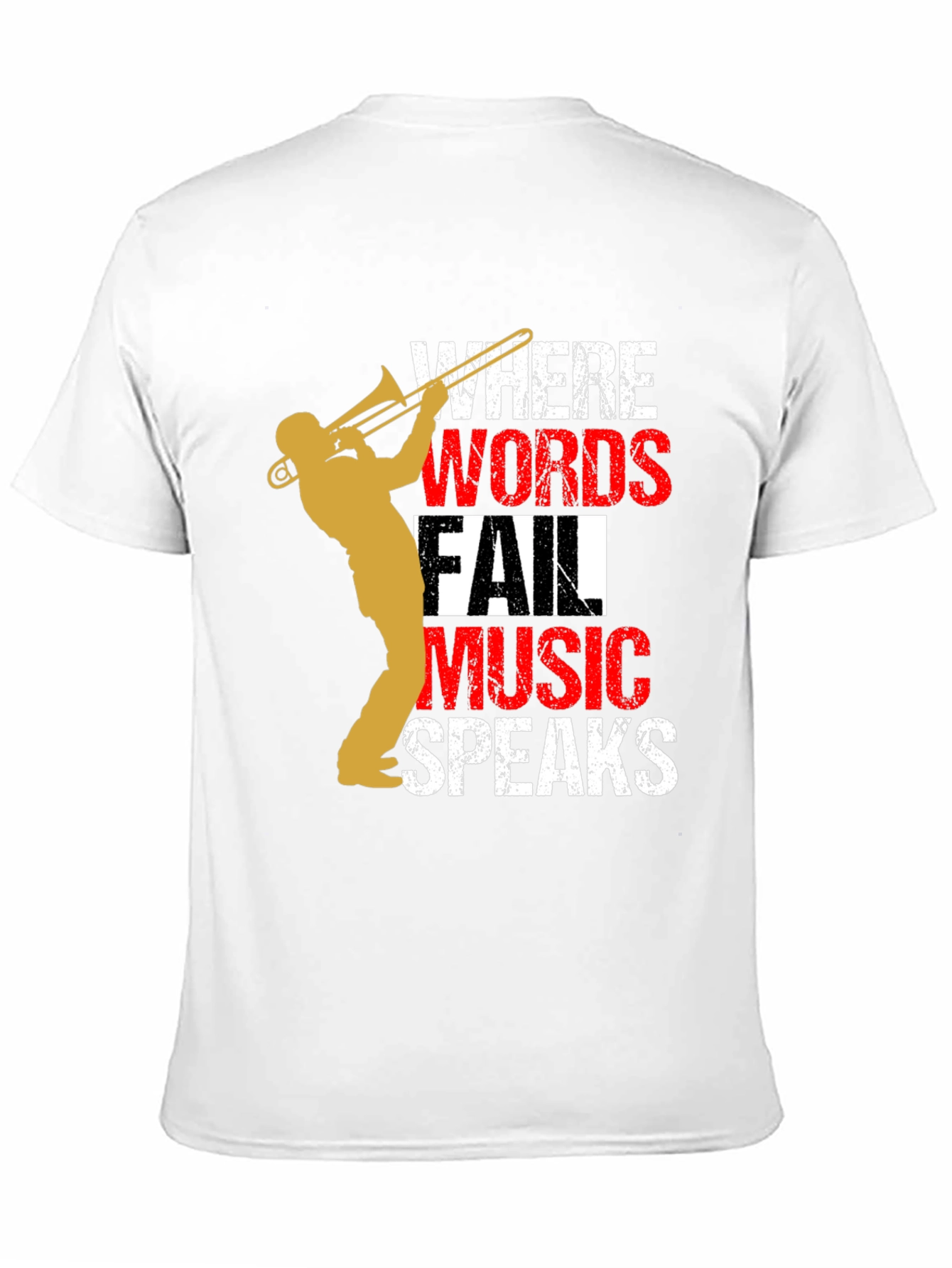 Music Speaks Mens T-Shirt - Trombone Player Tee