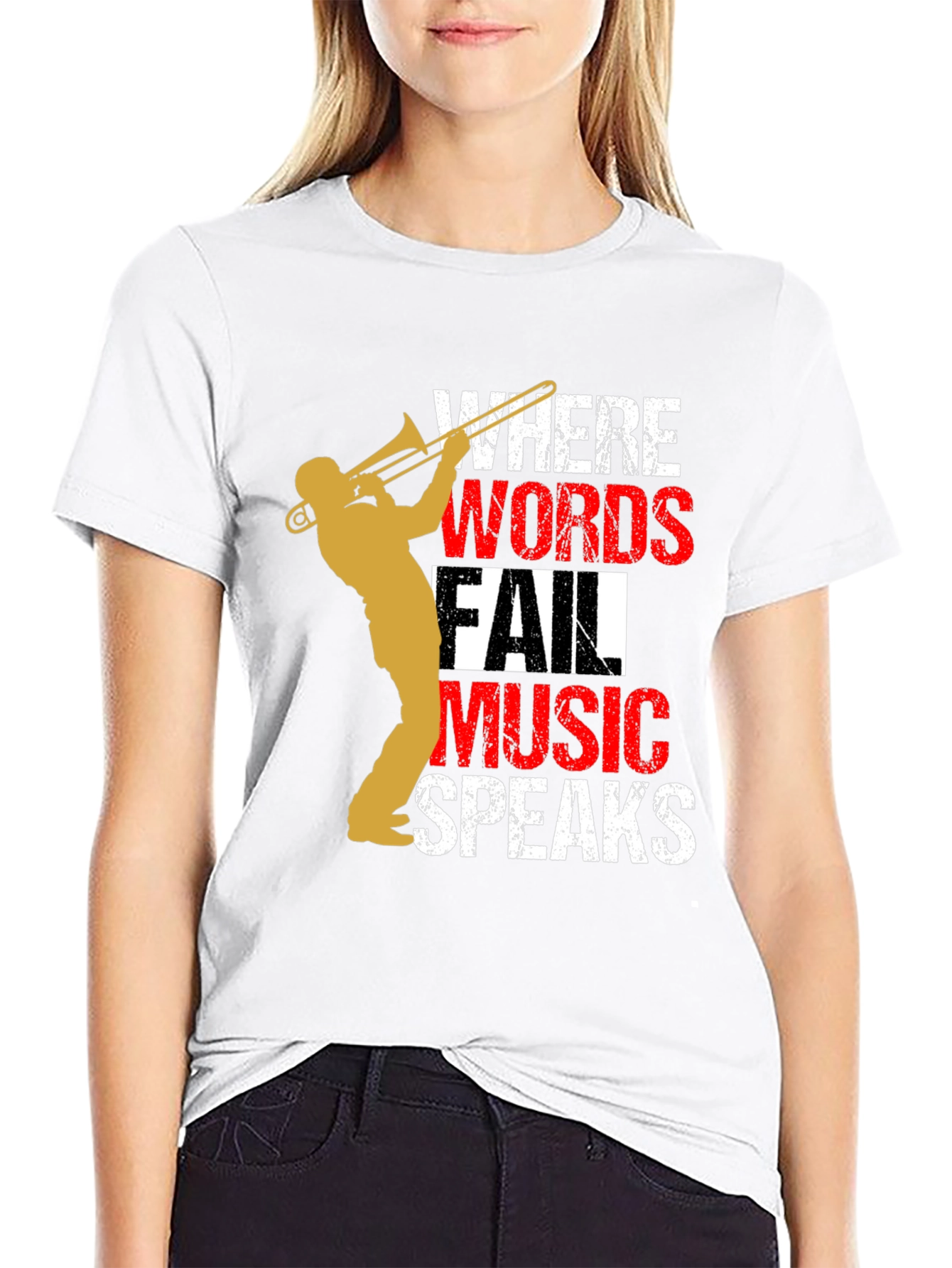 Music Speaks Mens T-Shirt - Trombone Player Tee