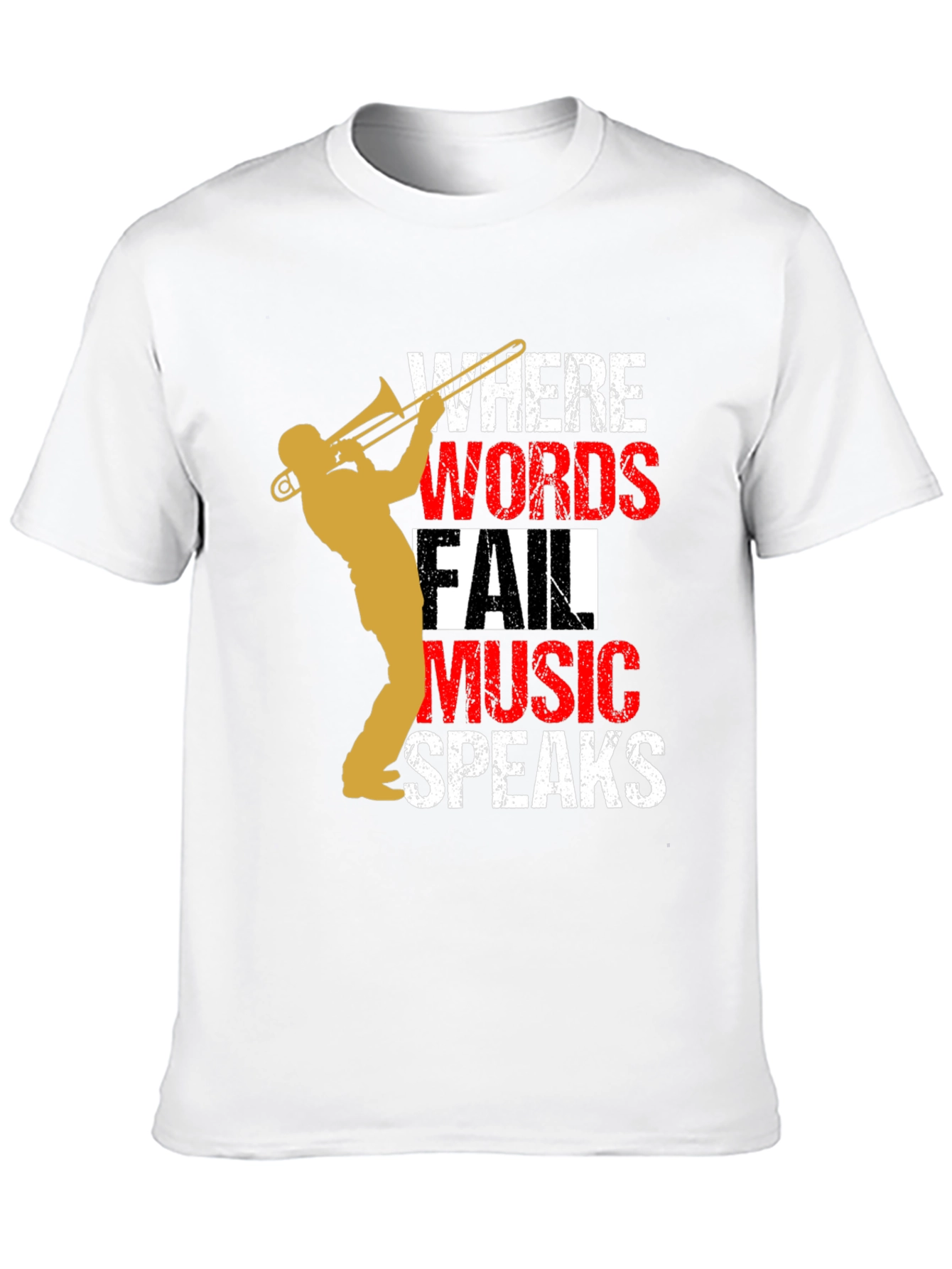 Music Speaks Mens T-Shirt - Trombone Player Tee